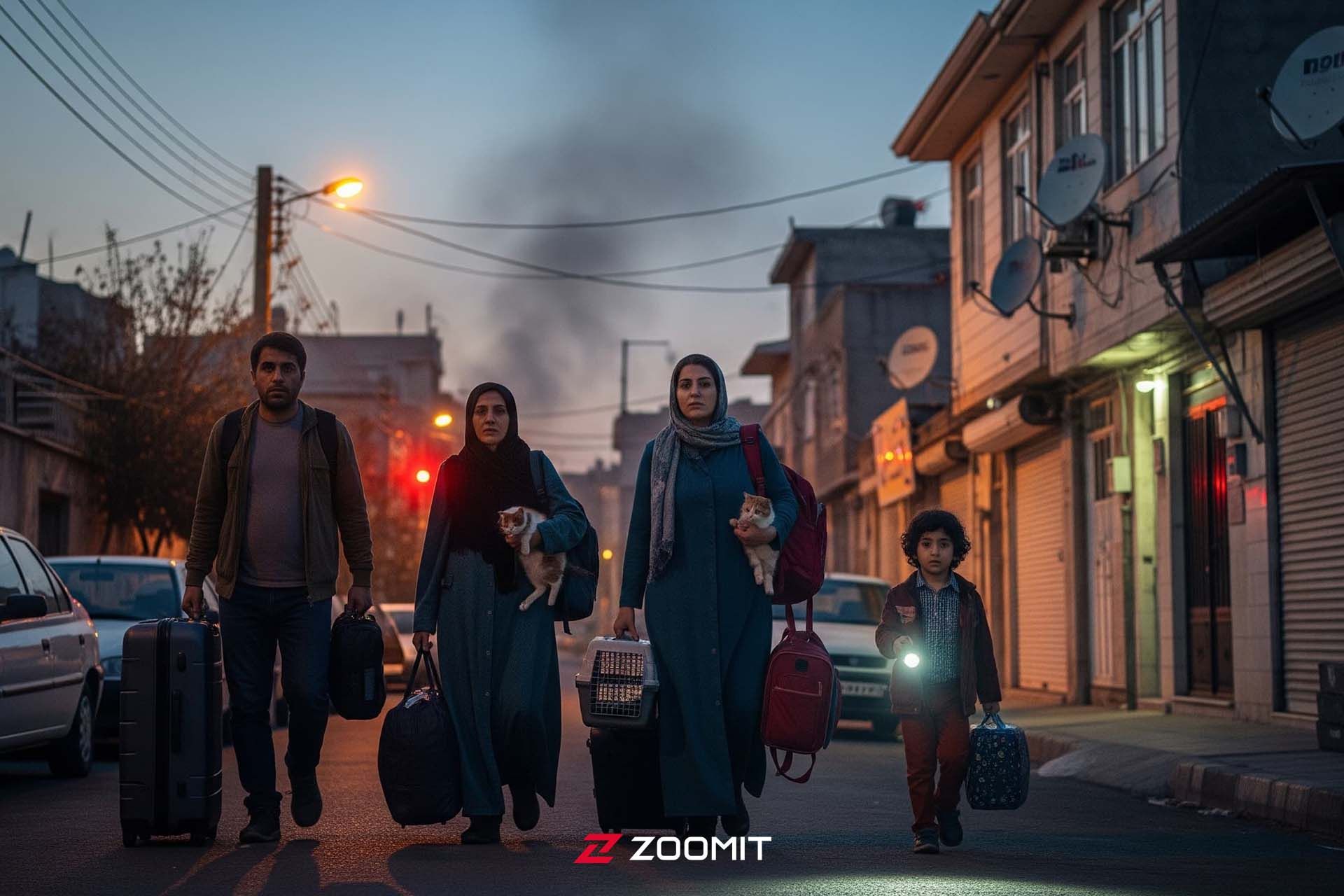 تصویر هوش مصنوعی از خانواده در حال  تخلیه امن خانه