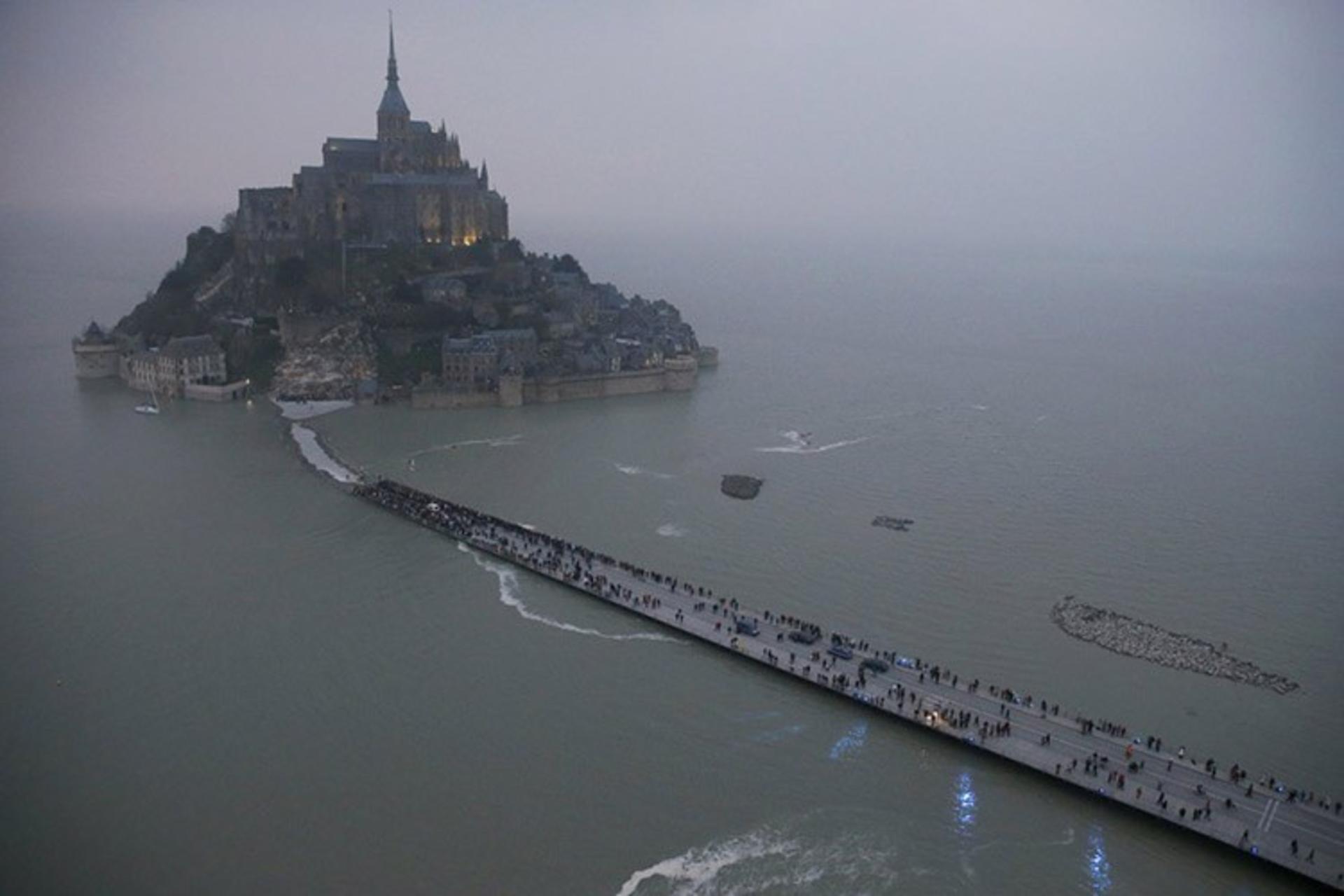 4 an aerial view shows the mont saint michel off frances normandy coast s 38362