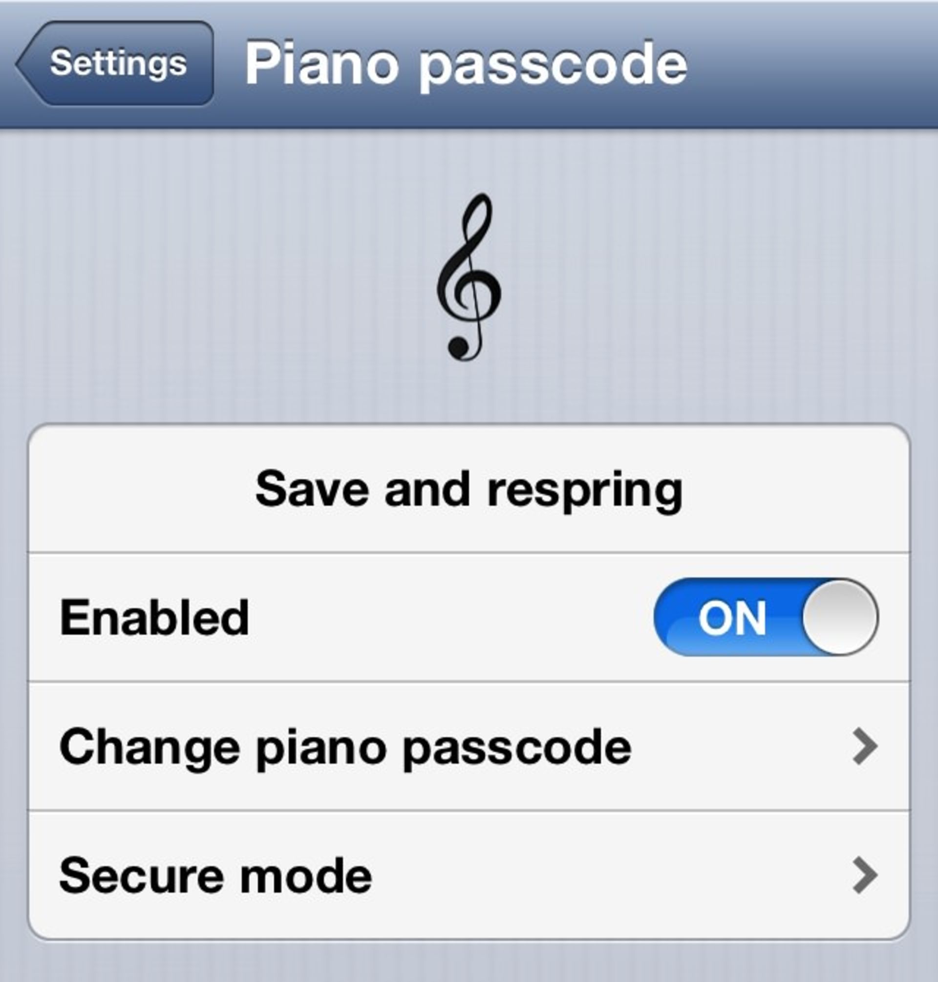 Piano-Passcode-Settings