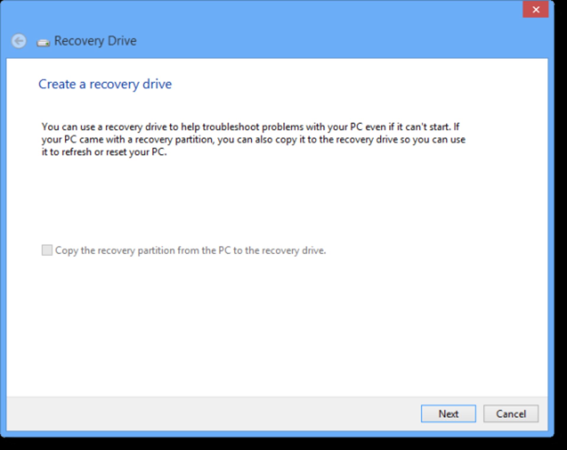 Create recovery drive 610x484