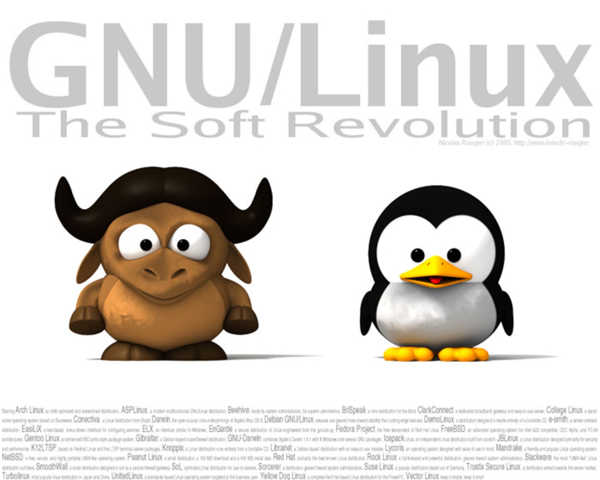 GNU Tux Revolution - white background -1280x1024