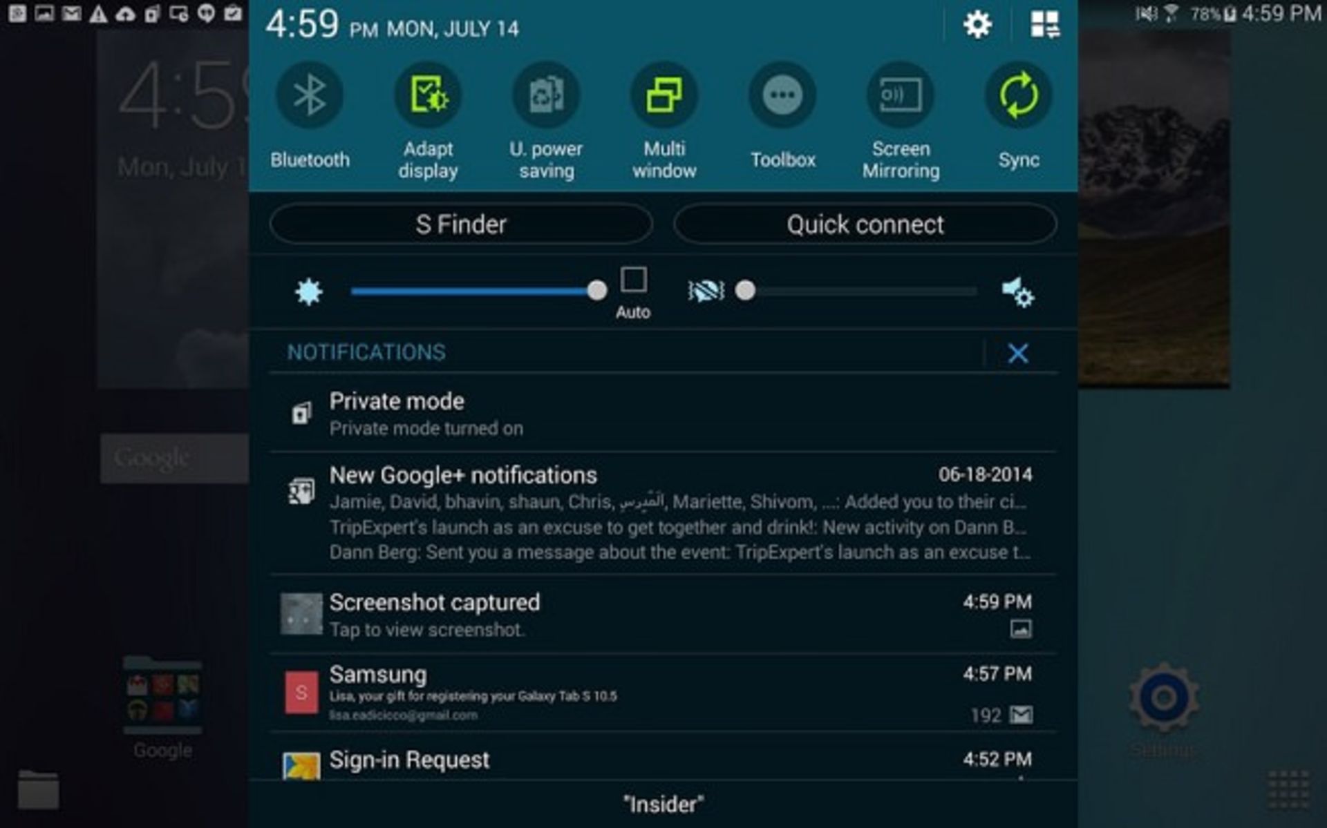 notification bar in samsung galaxy s