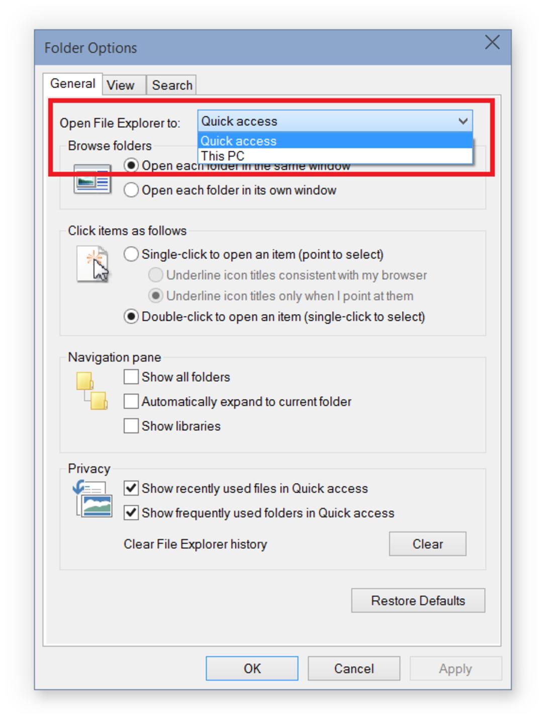 File Explorer Settings