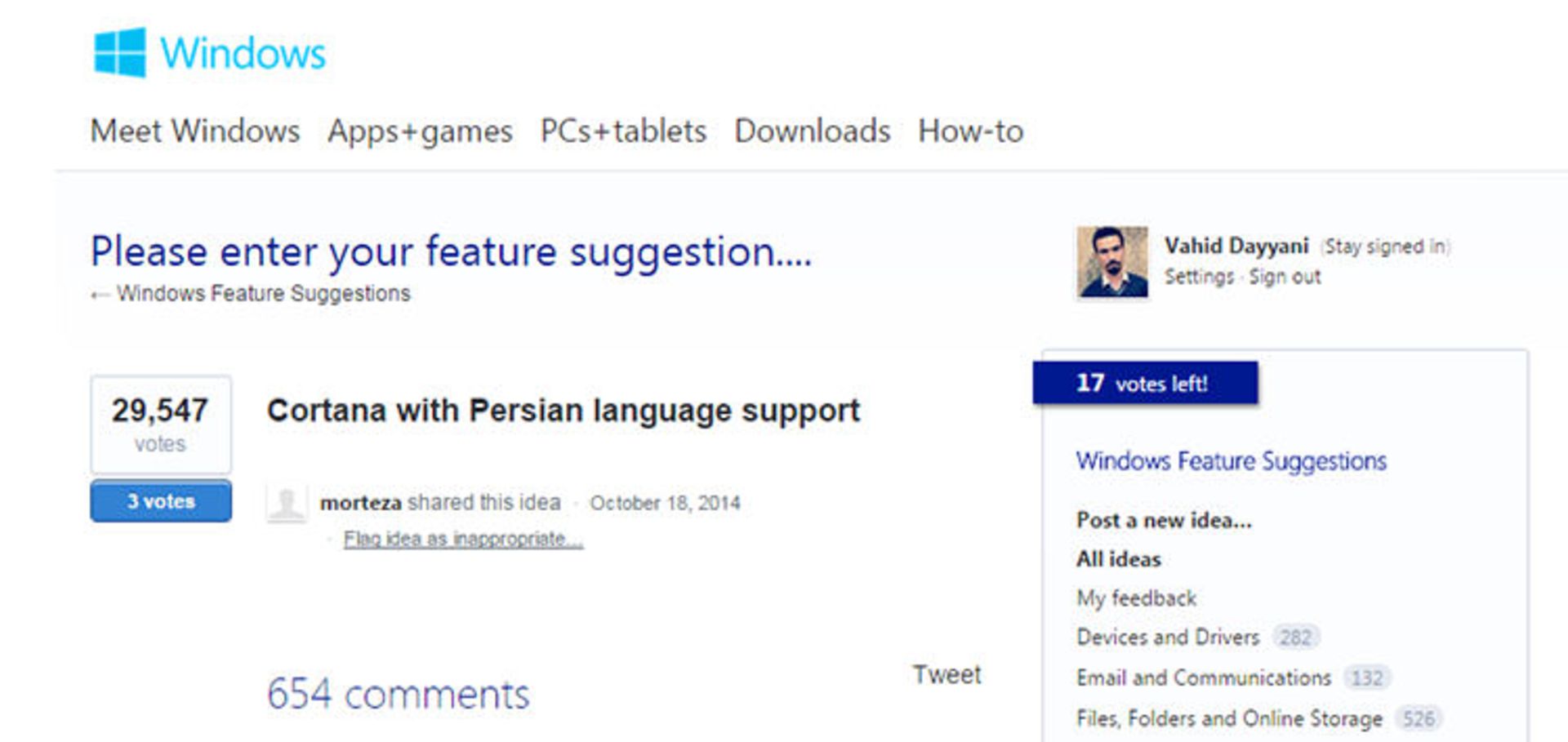 cortana-persian-language-support