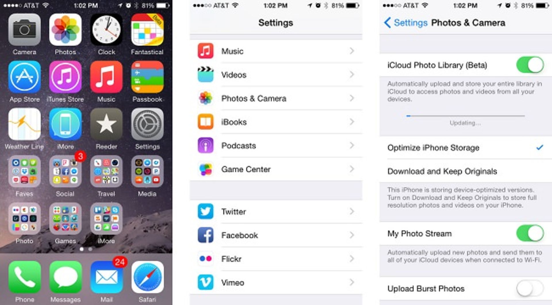 enable beta icloud photo library