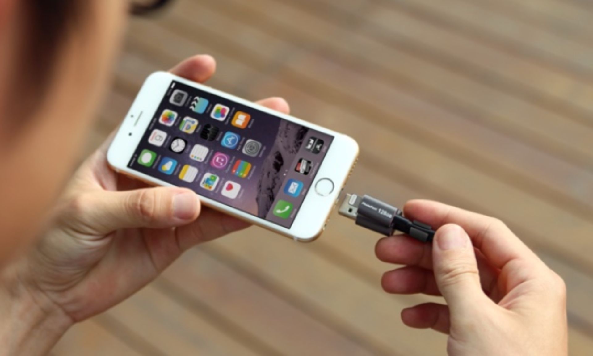 MemoryCable stores up to 128GB of content fro your iPhone