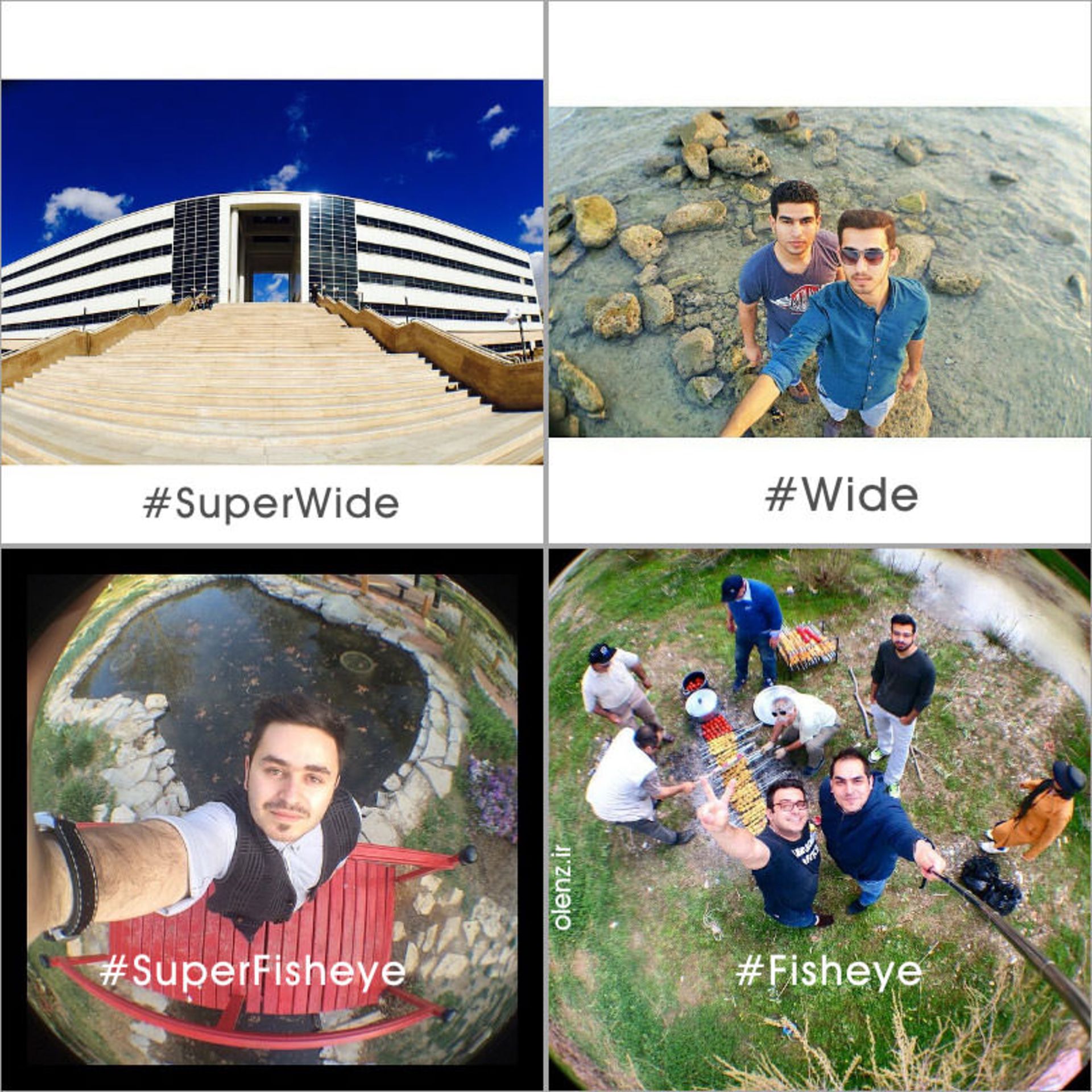 Wide SuperWide Fisheye SuperFisheye