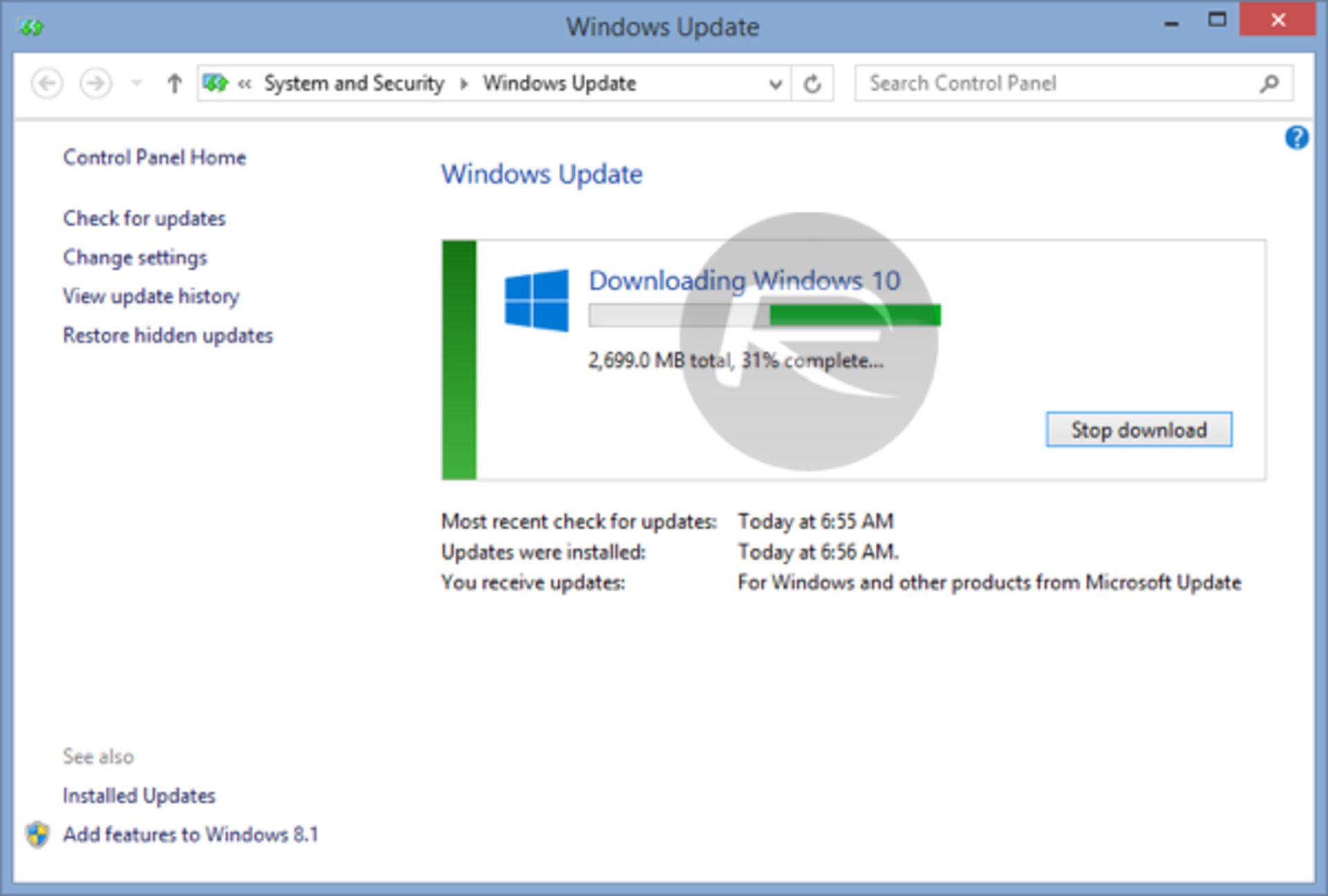 Windows 10 force download 3
