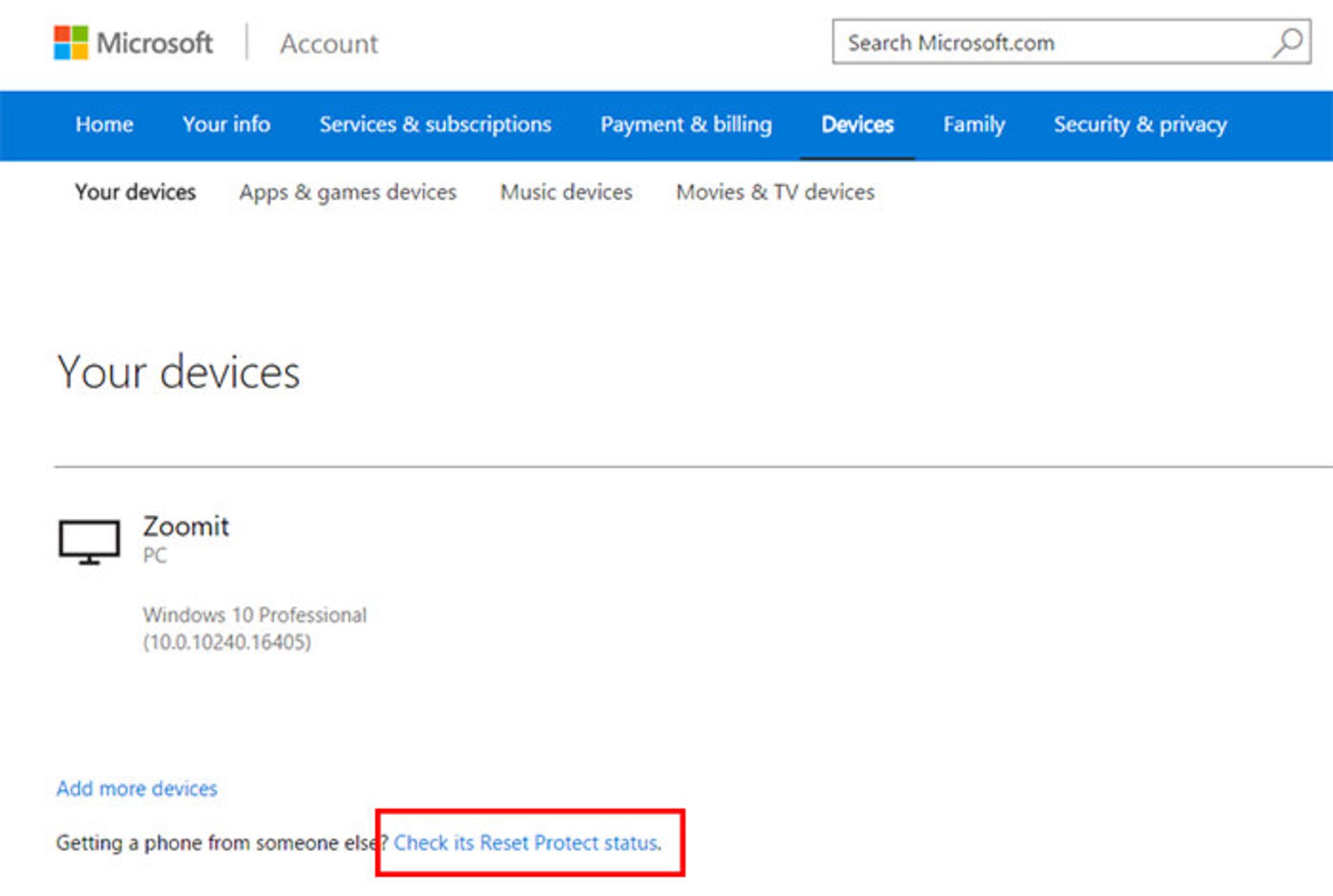 windows 10 check reset