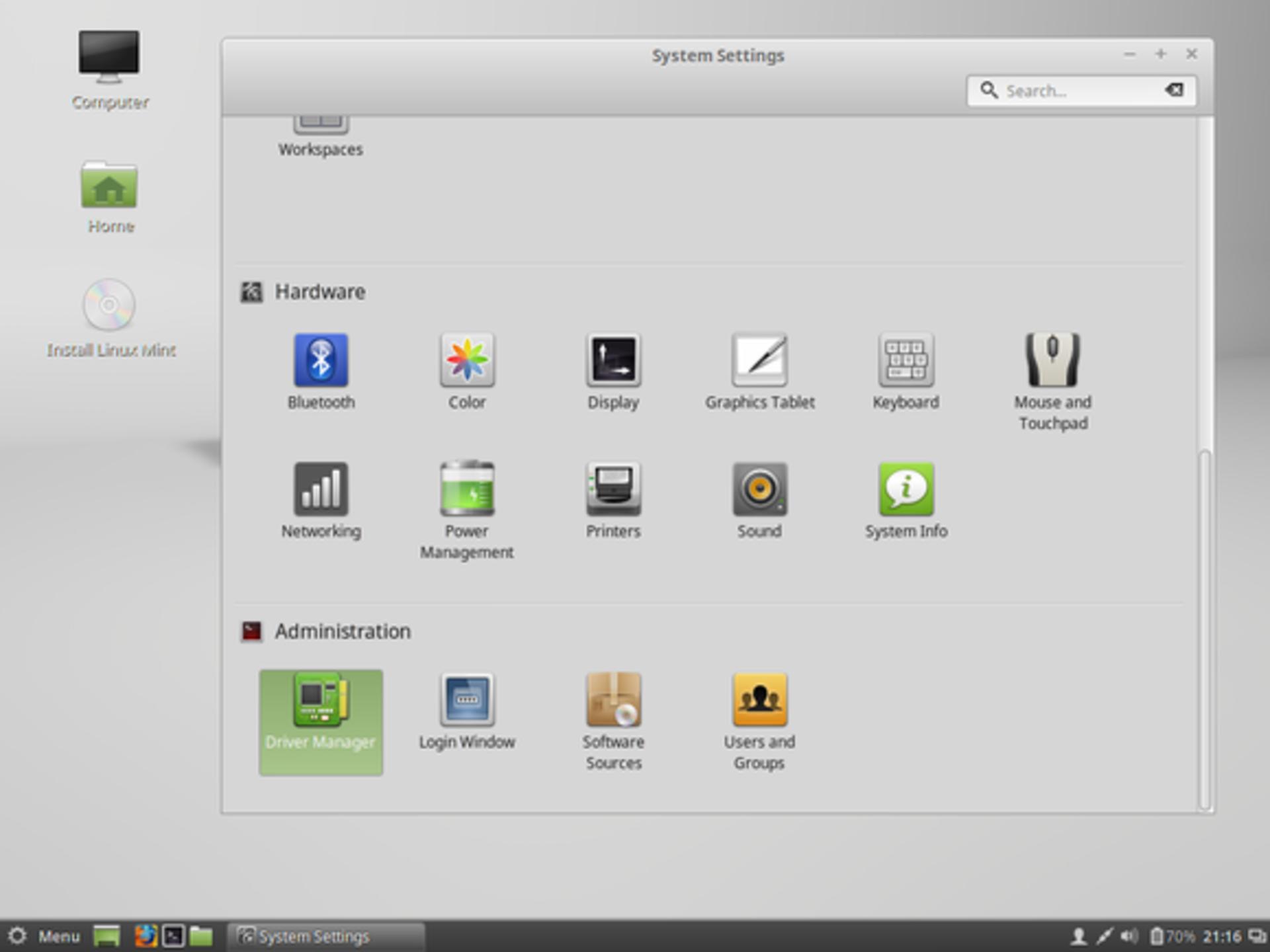 linux mint system settings