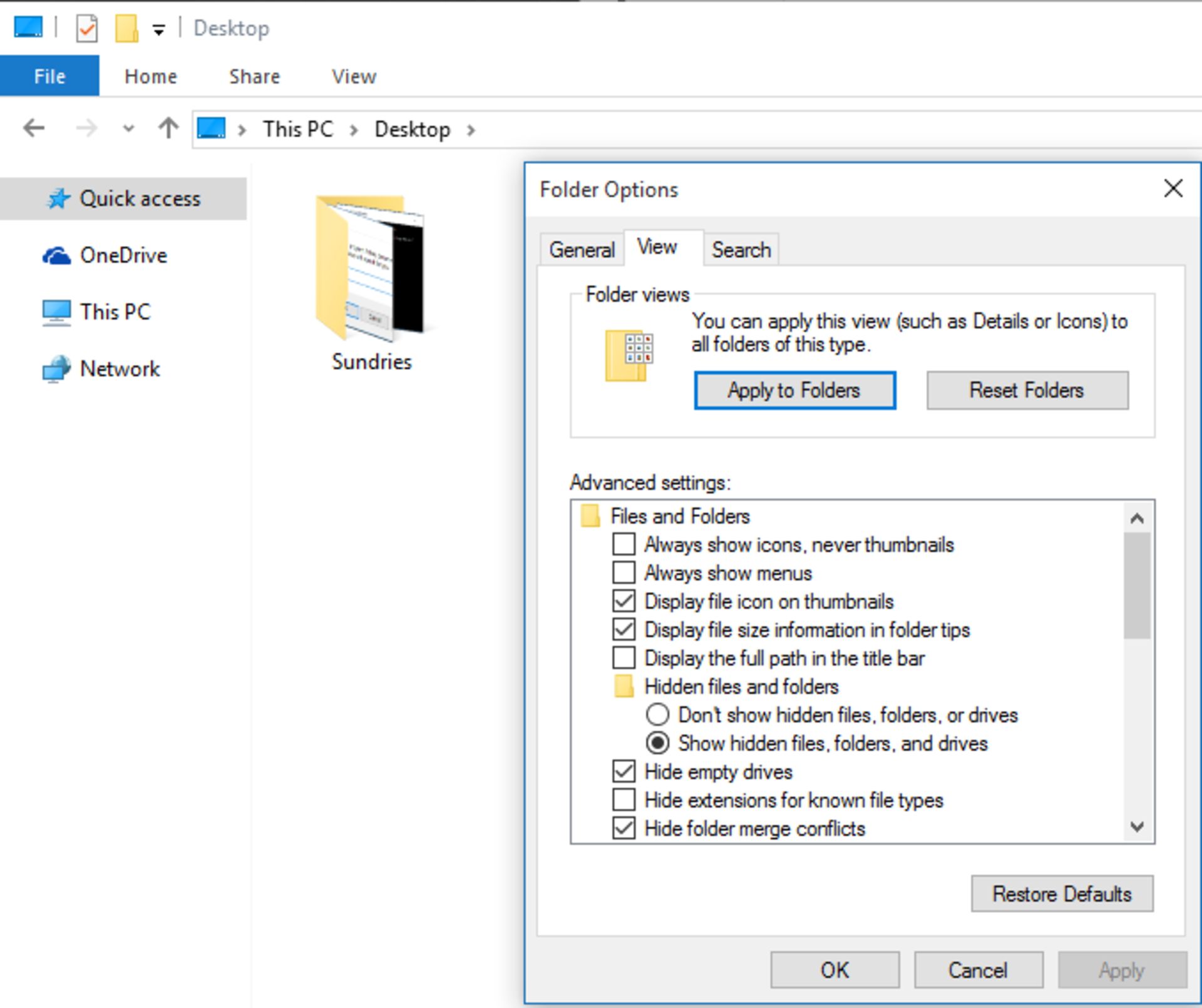 folder options
