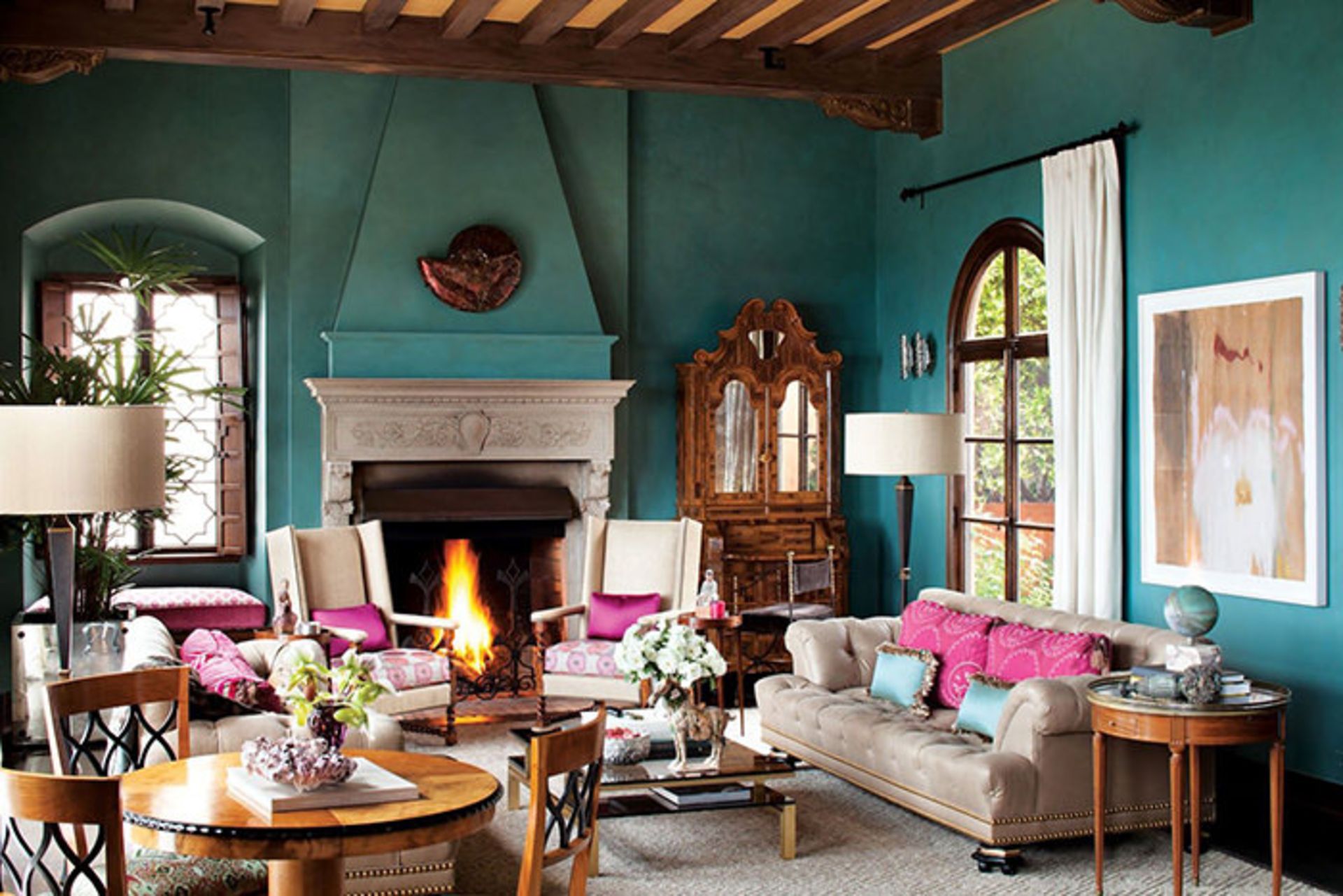 استفاده از رنگ آبی فیروزه‌ای در طراحی داخلی منازل