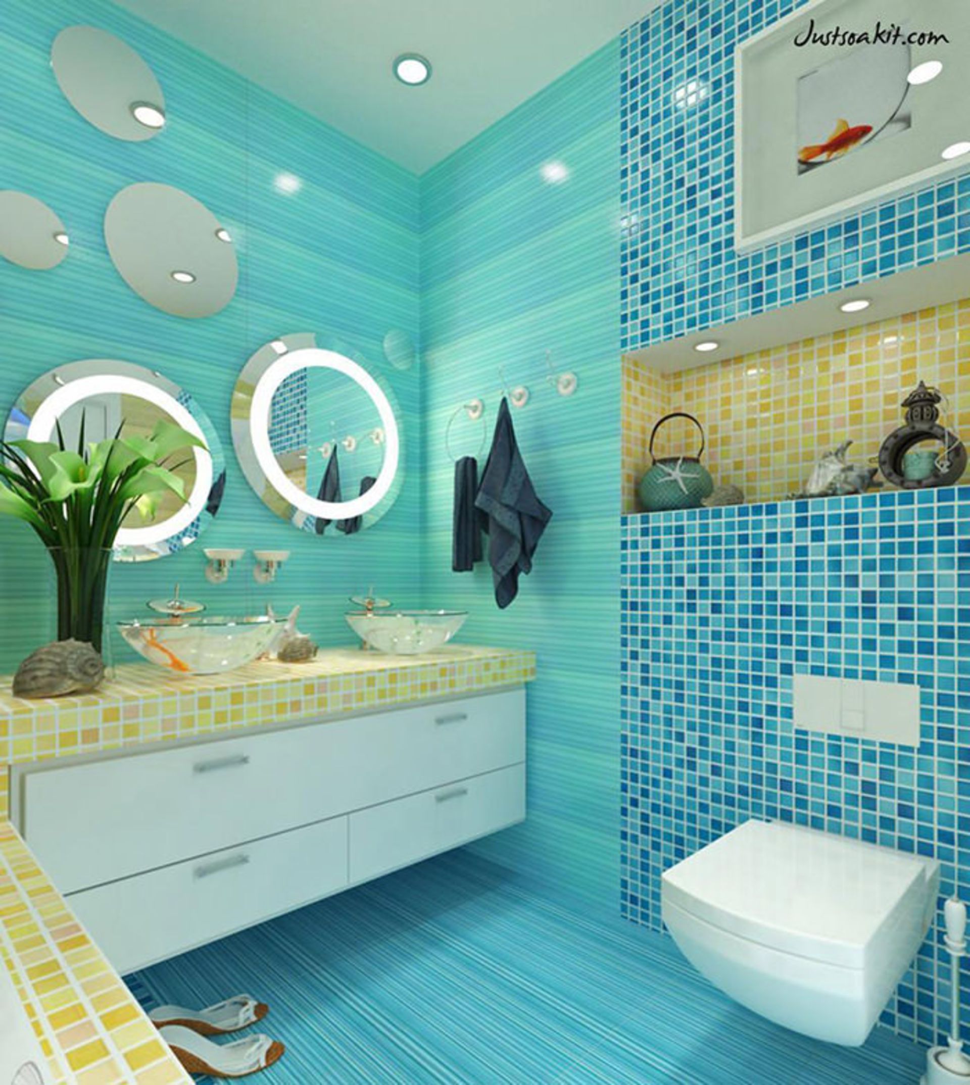 استفاده از رنگ آبی فیروزه‌ای در طراحی داخلی منازل