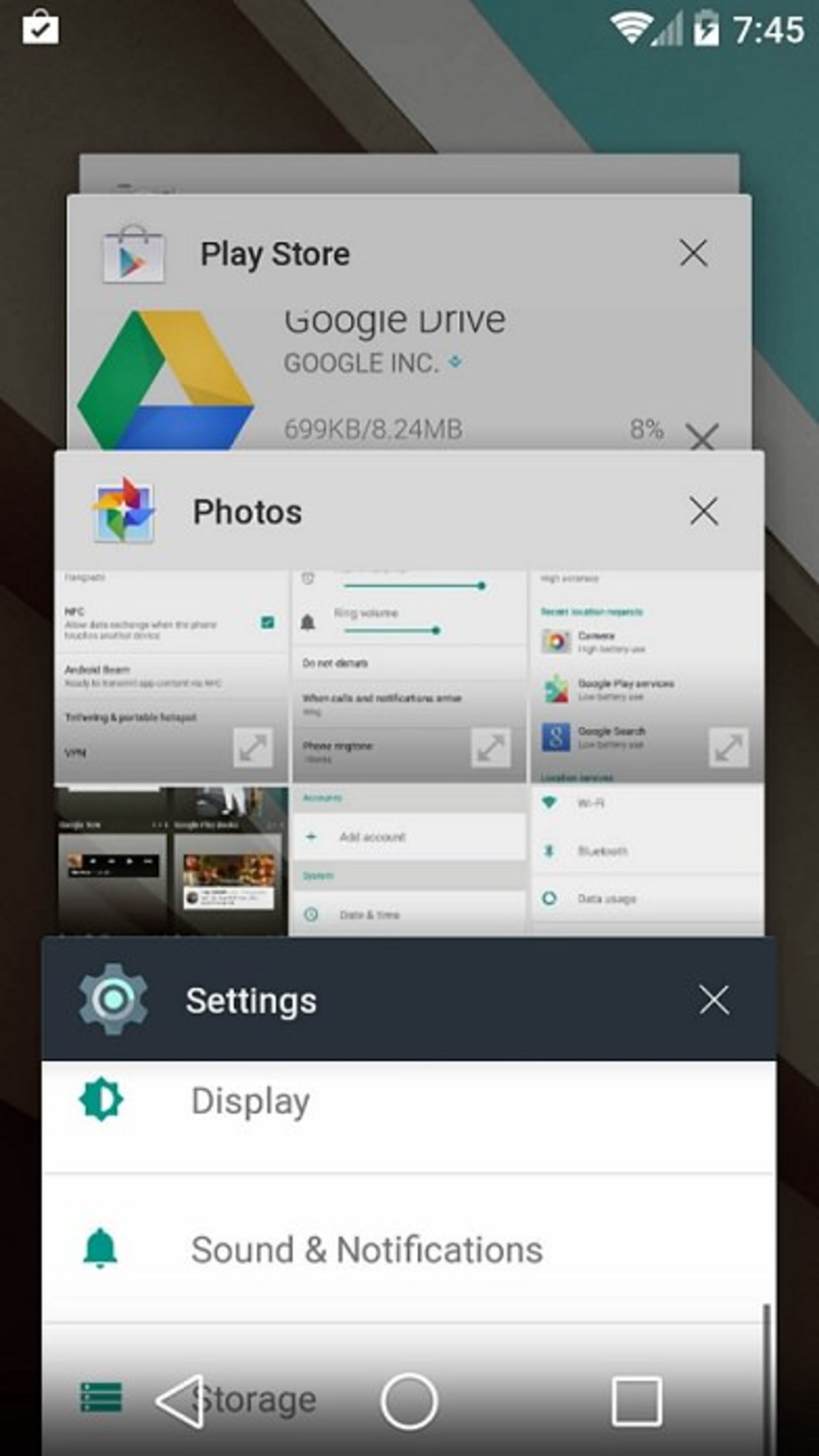 Android L multitasking cards 21