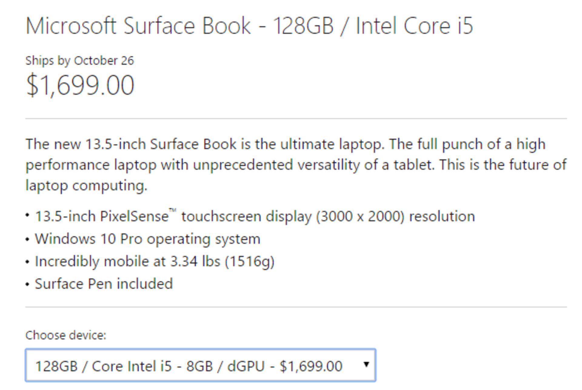 surface book core i5 128GB 8GB dGPU
