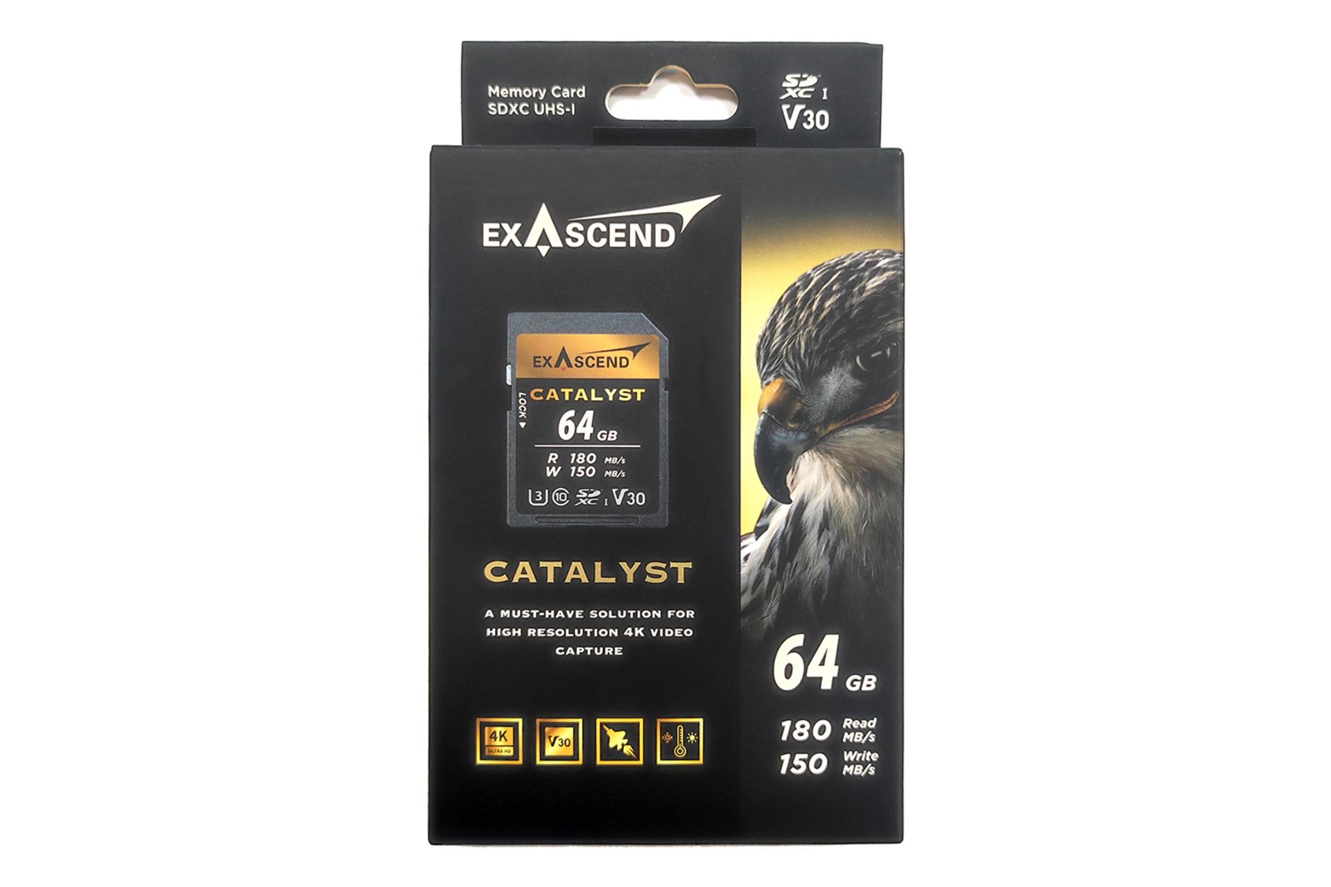 جعبه کارت حافظه اکساسند Exascend CATALYST V30 SDXC Class 10 UHS-I U3 64GB