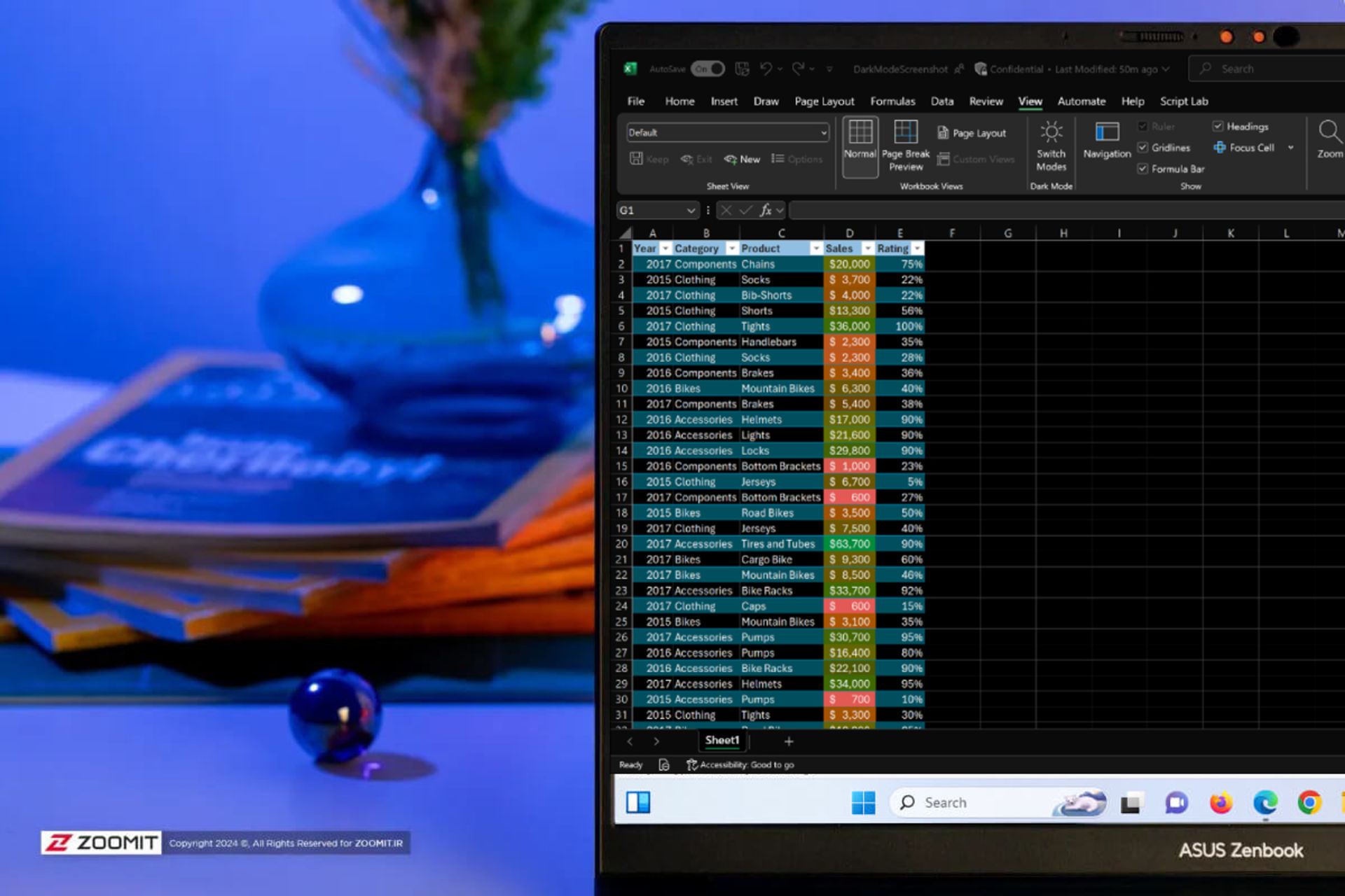 دارک مد اکسل روی لپ تاپ