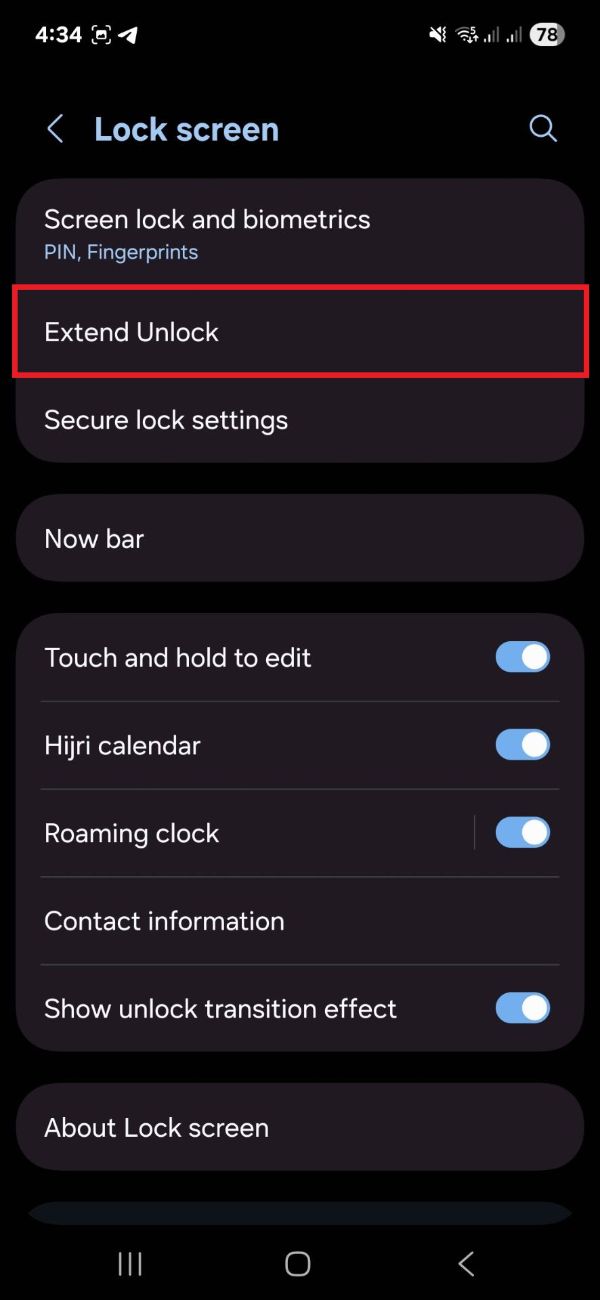 Extend lock در اندروید