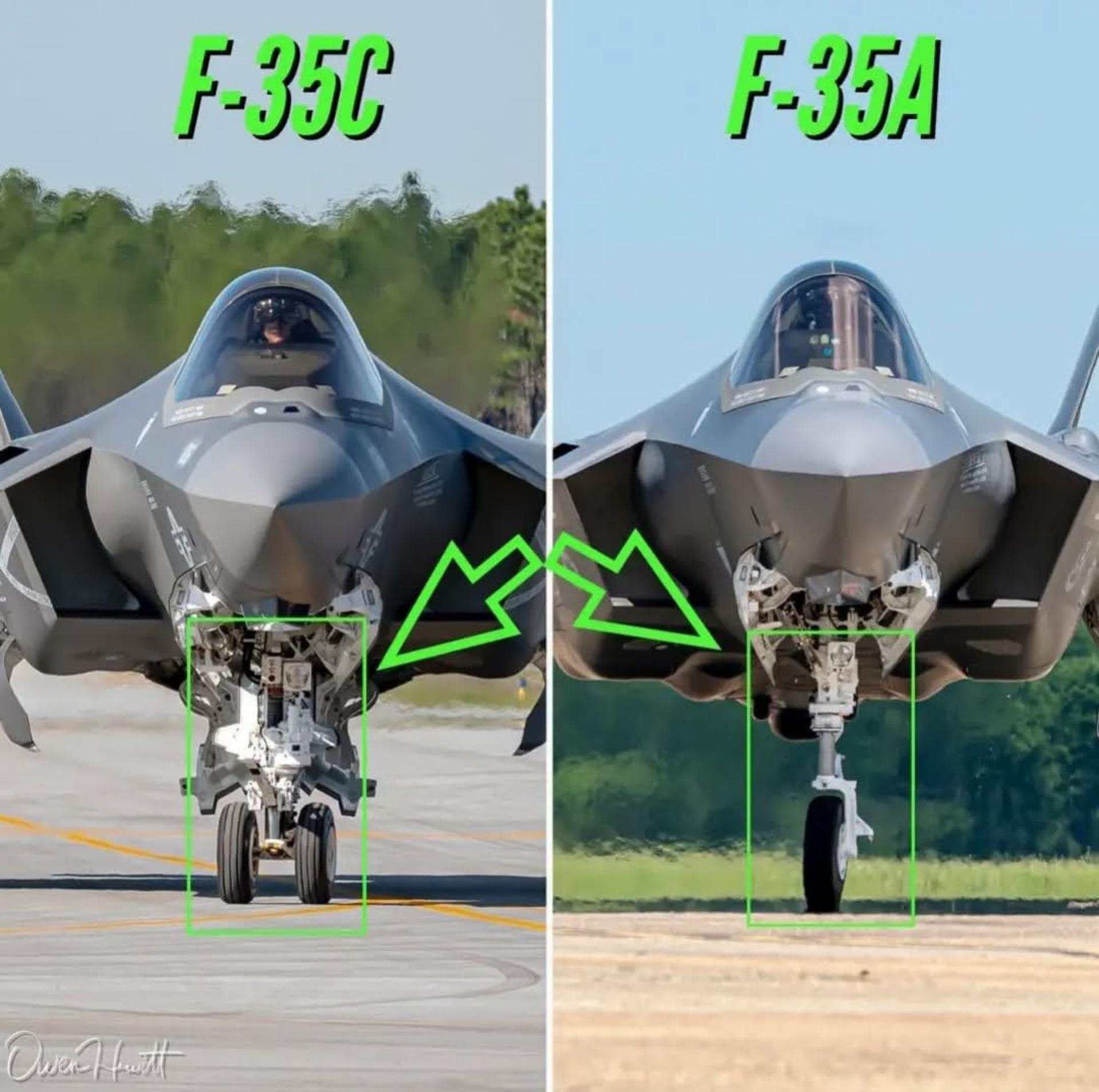 مقایسه ارابه فرود F-35C با F-35A