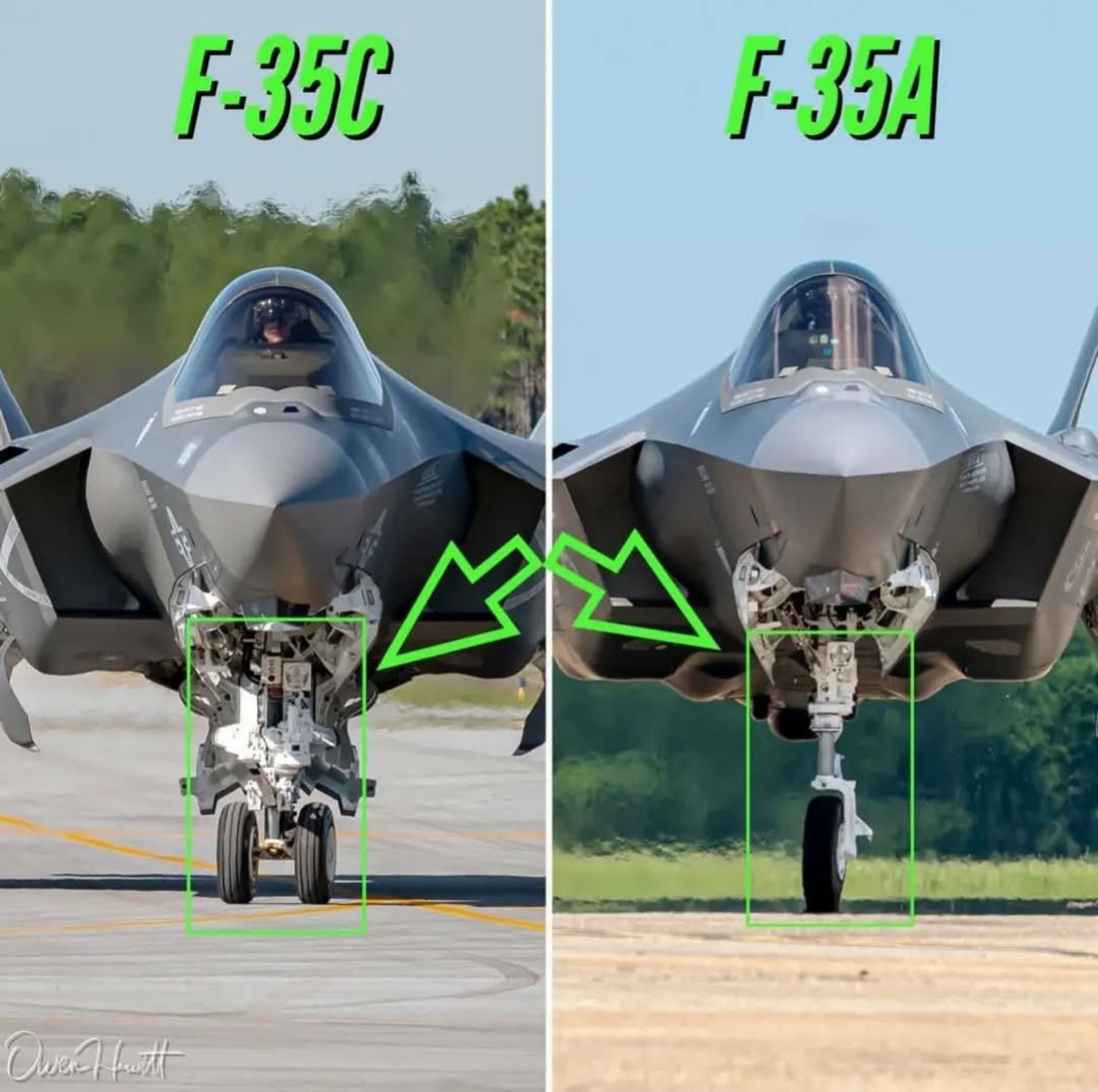 مقایسه ارابه فرود F-35C با F-35A