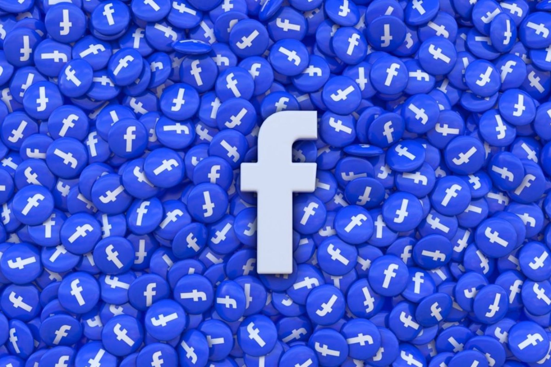 لوگو فیسبوک با پس زمینه‌ای از تعداد زیادی لوگو کوچک فیسبوک آبی رنگ