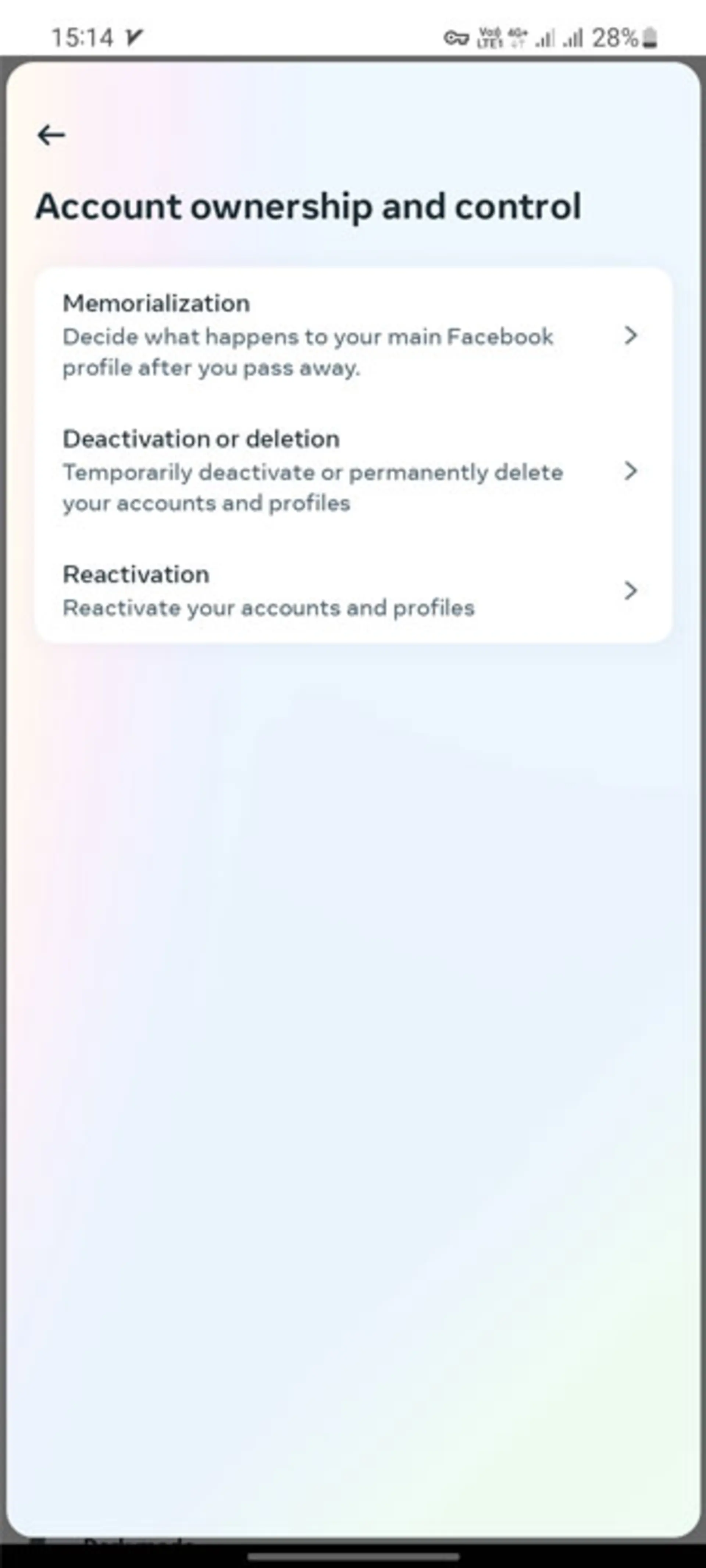 گزینه‌ی Account ownership