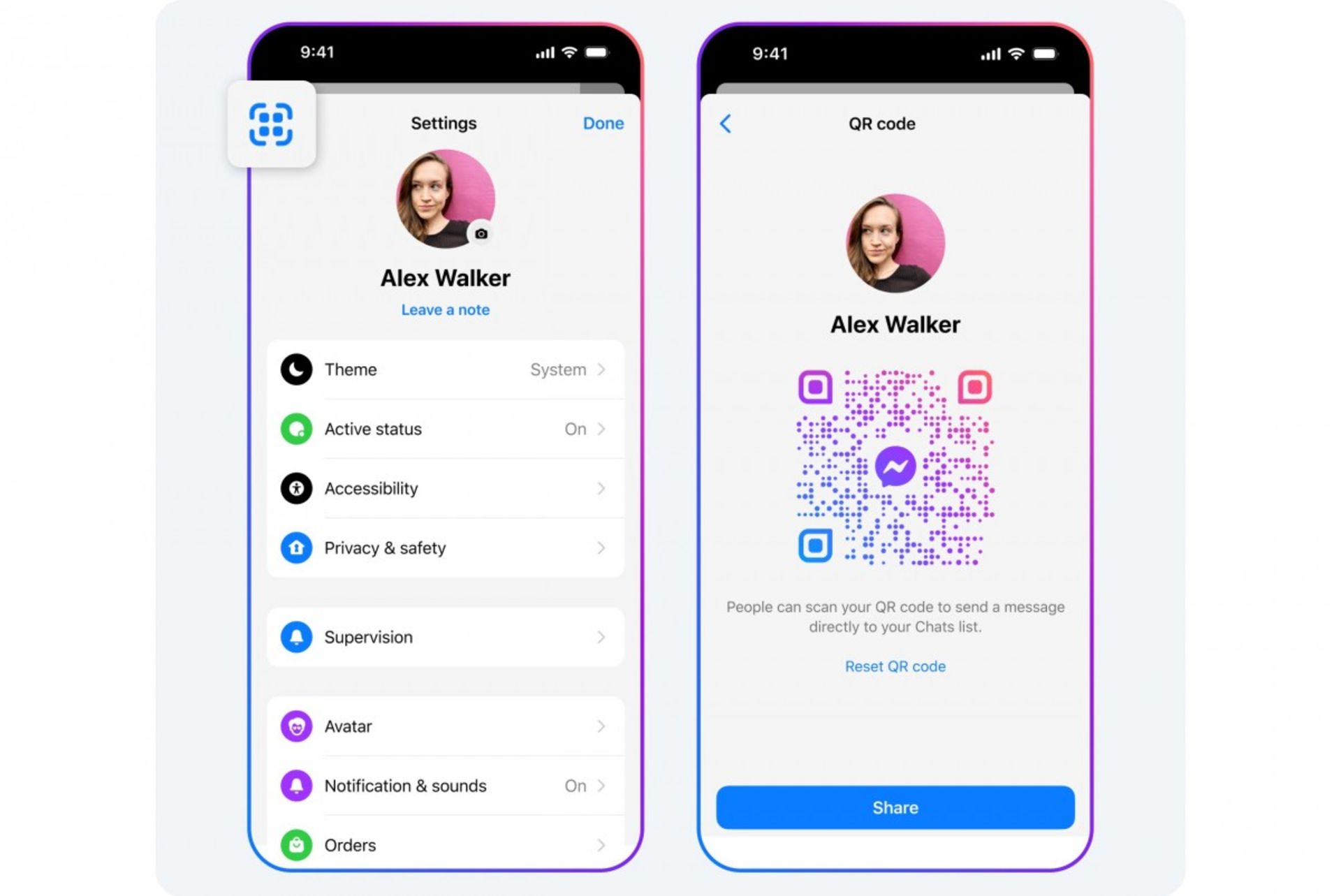اضافه کردن افراد با کد QR در آپدیت جدید فیسبوک مسنجر