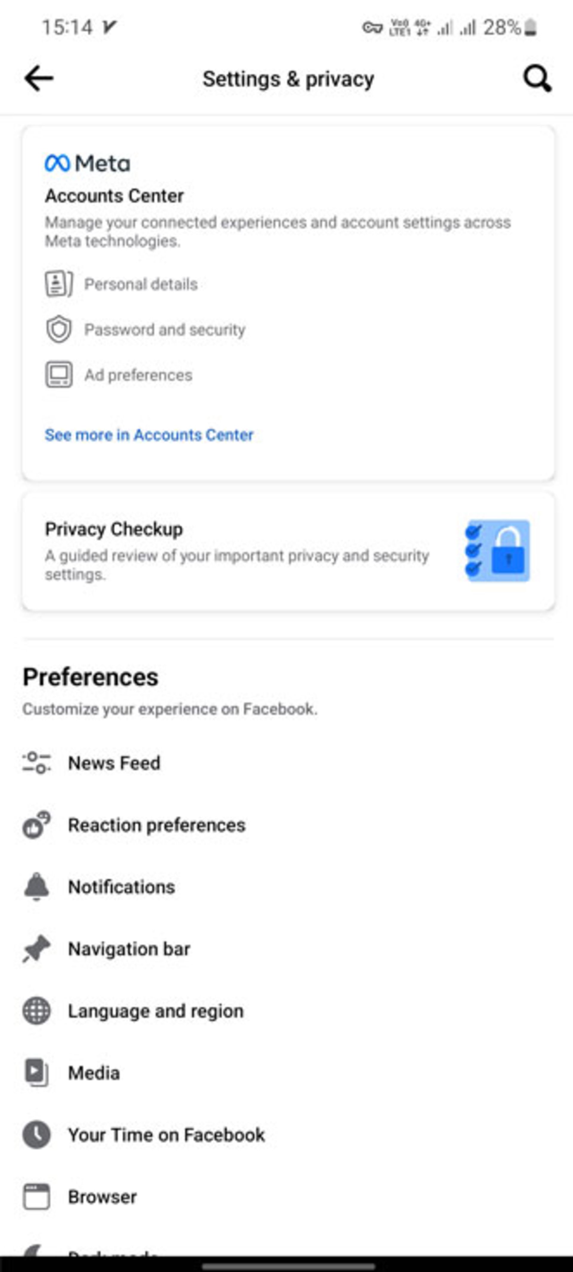 تنظیمات Setting and privacy