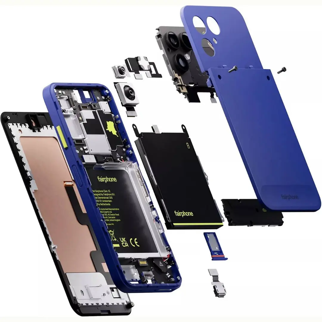 اجزای داخلی و قطعات مجزای گوشی ماژولار فیرفون (Fairphone)