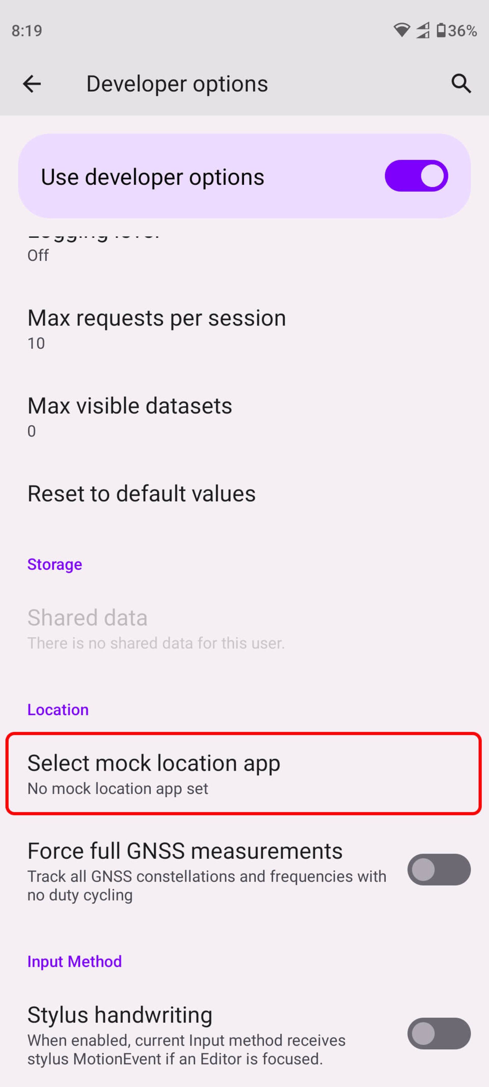 انتخاب Select mock location app