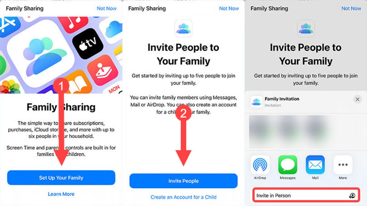Activation of Family Sharing on iPhone