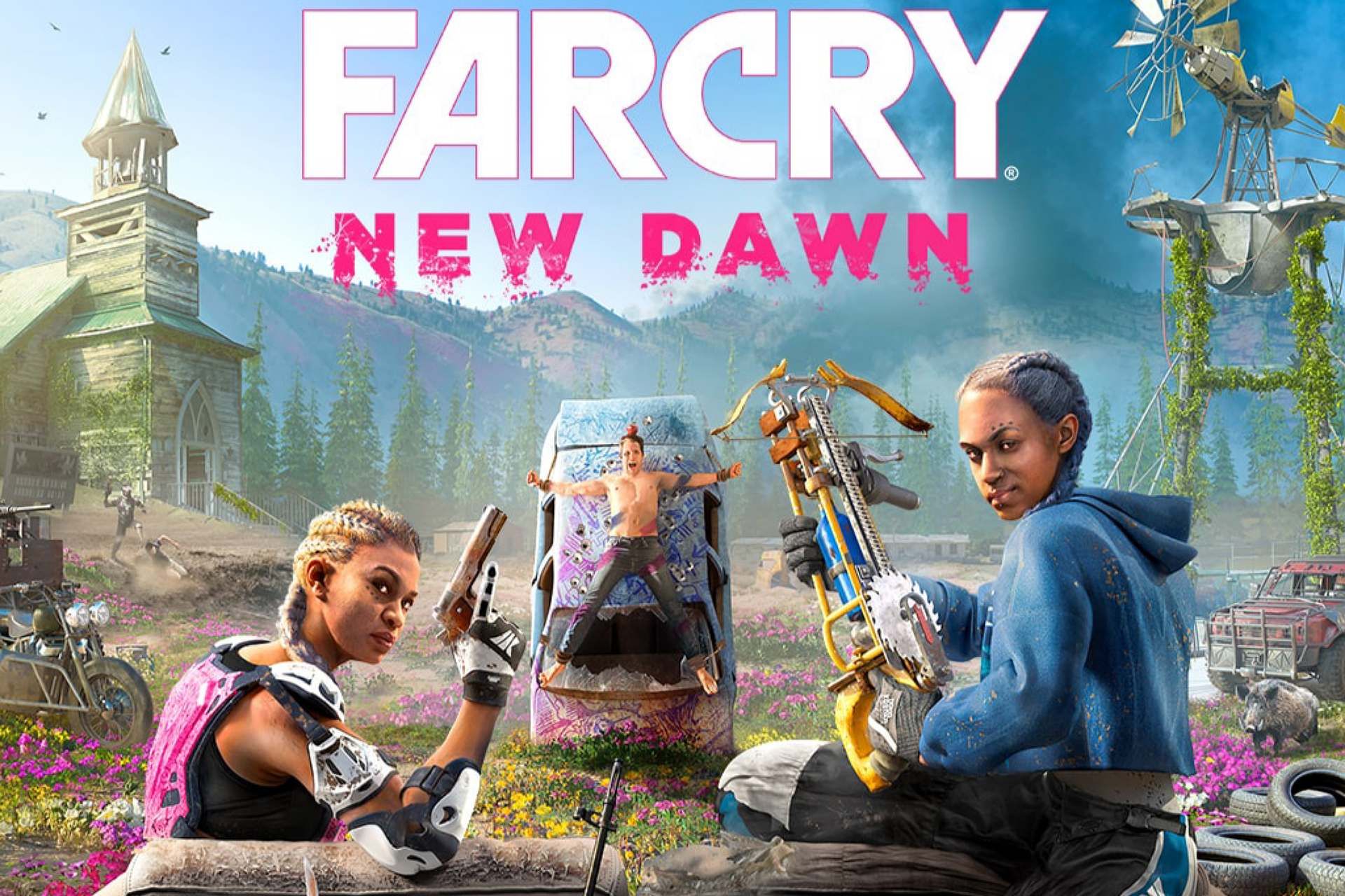 آنتاگونیست‌های بازی Far Cry: New Dawn در حال نگاه به دوربین