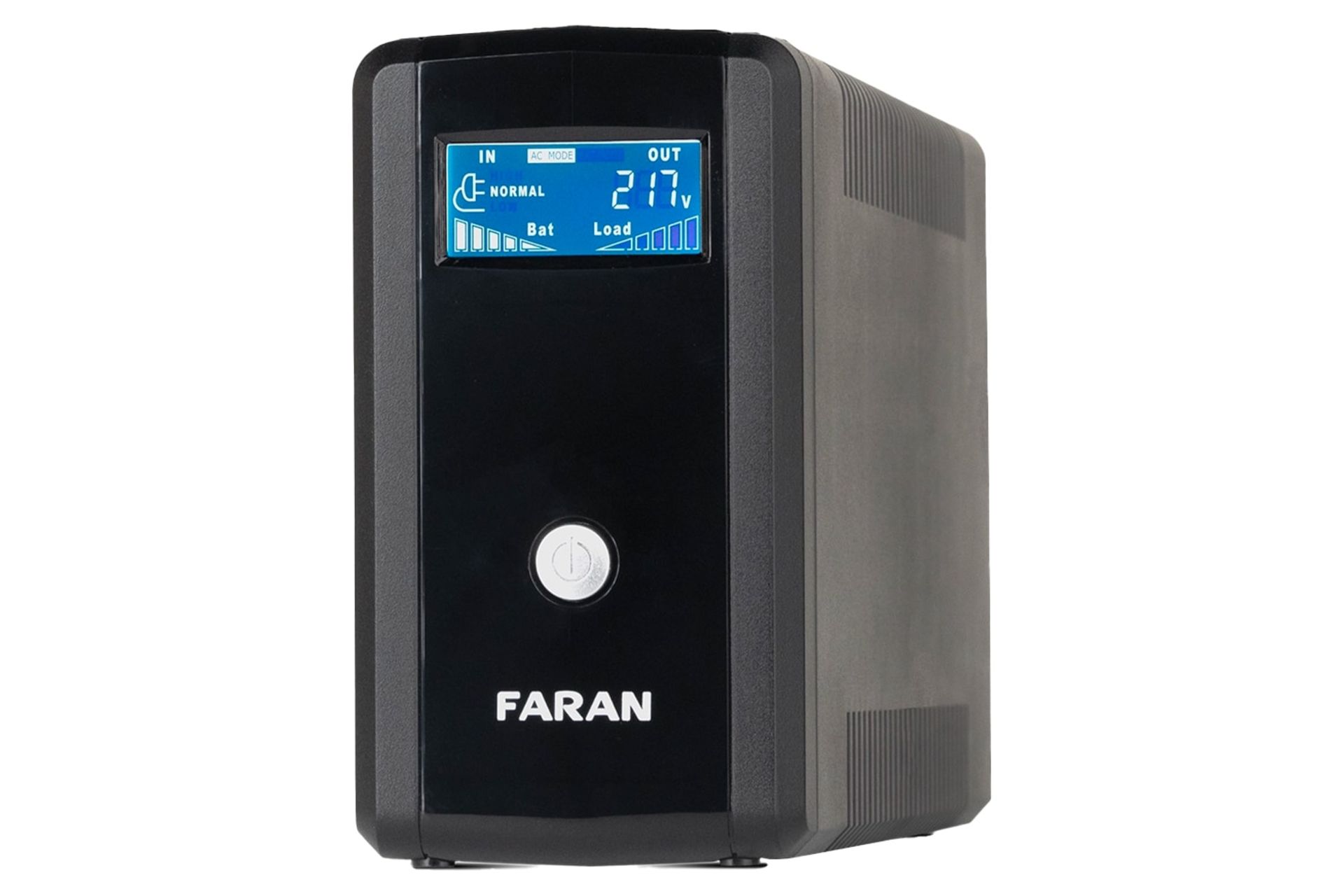 نمای نیمرخ پنل جلوی یو پی اس فاران مدل Blazer Plus با ظرفیت 800 ولت آمپر با نمایش پنل سمت راست و جلو