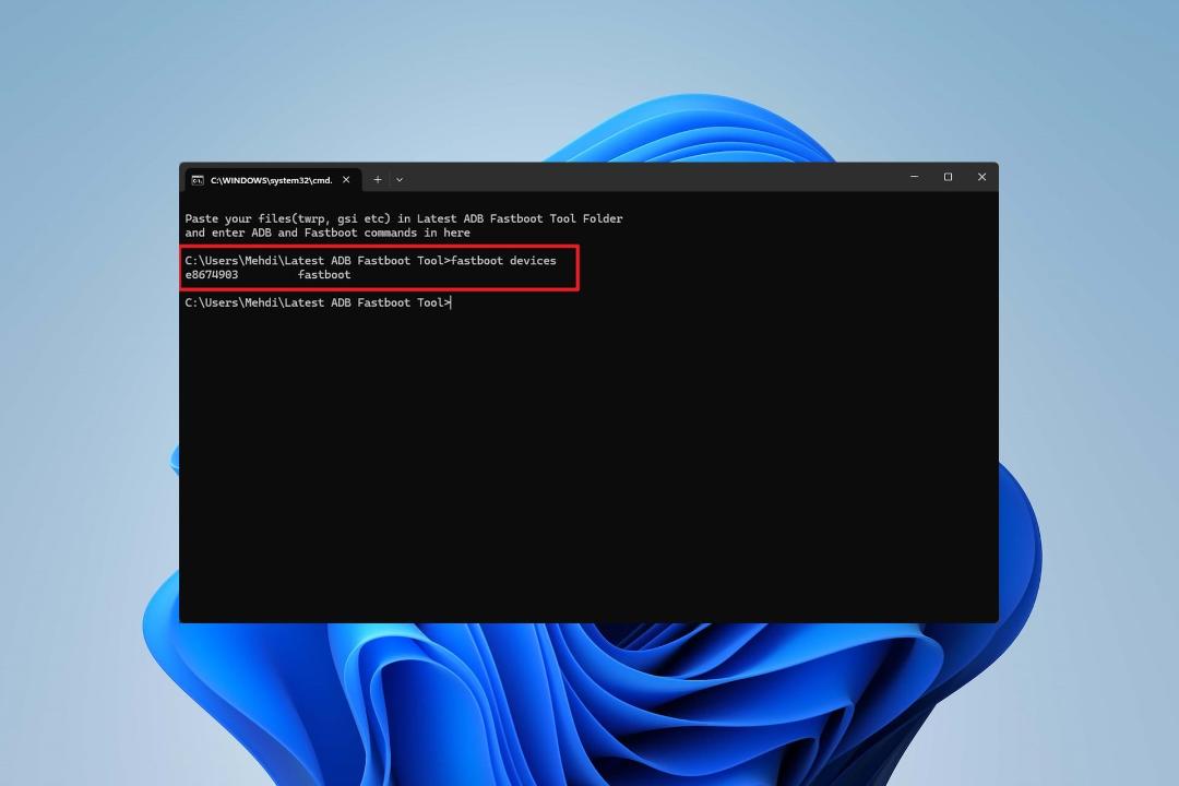 دستور fastboot devices در CMD