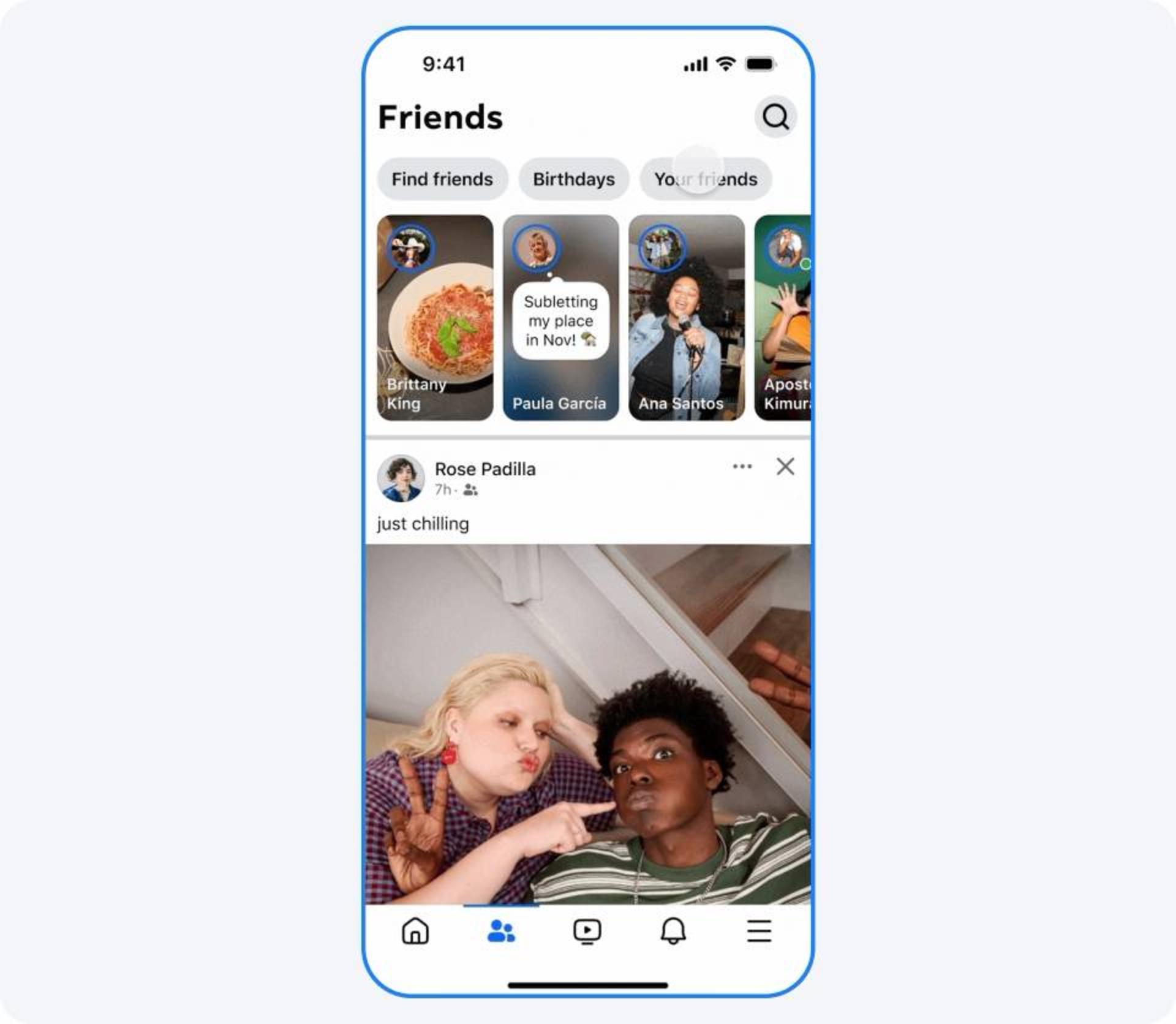 تب جدید Friends فیسبوک