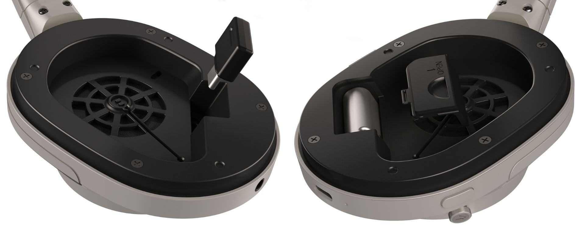 نمای زیر کاپ‌های هدفون بی‌سیم فندر آدیو میکس