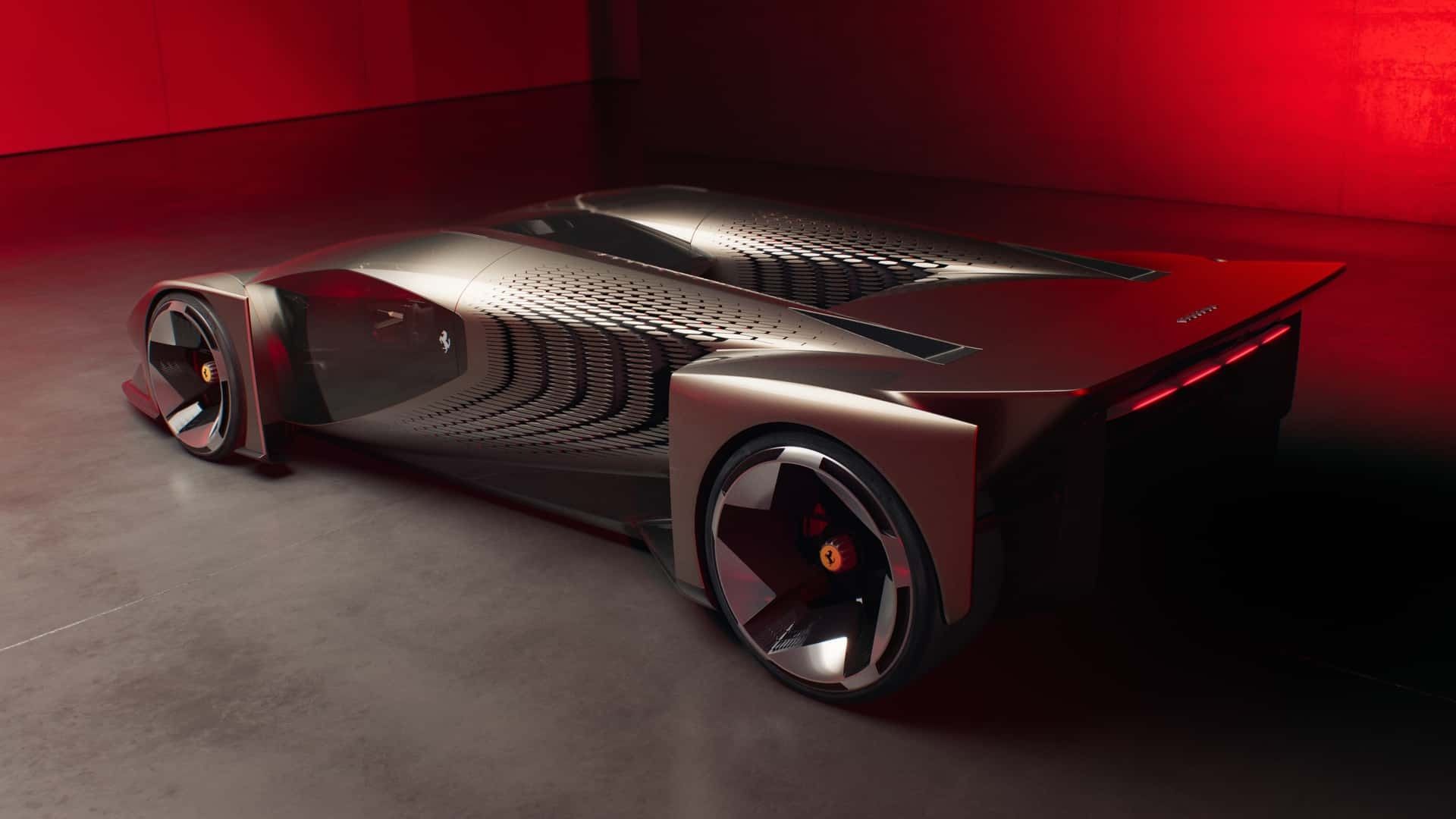 نمای سه‌چهارم عقب خودرو فراری F76