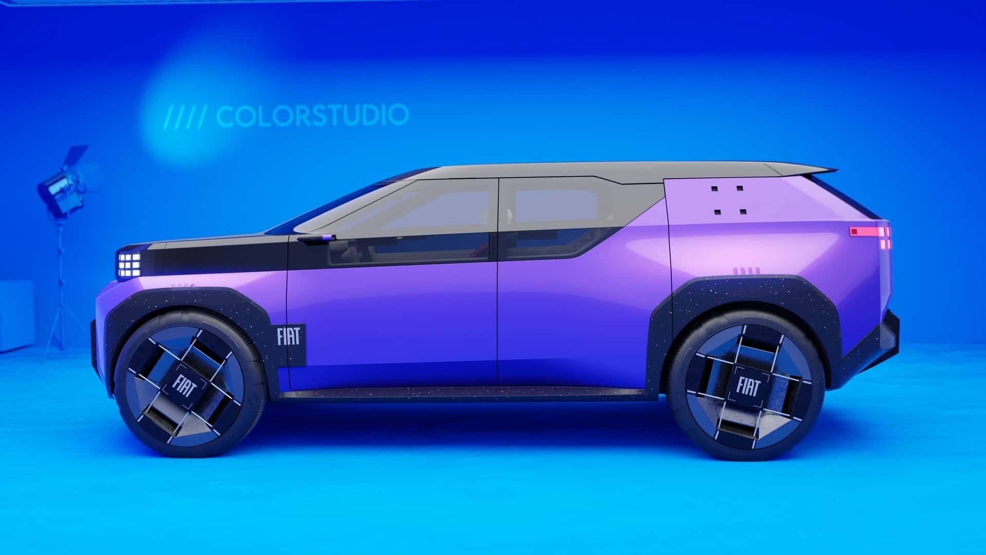 خودروی مفهومی فیات پاندا SUV از نمای جانبی رنگ بنفش