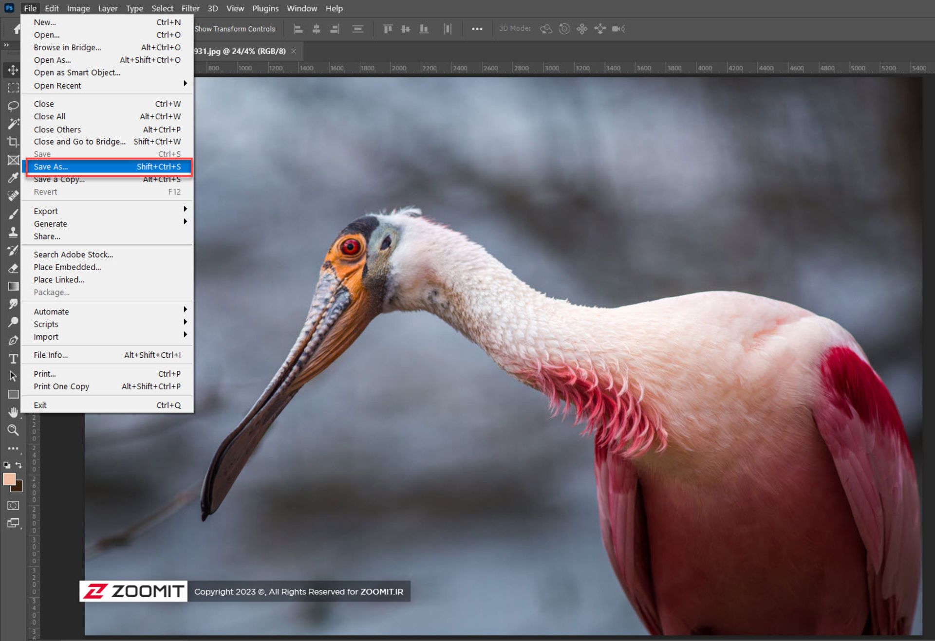 save as فتوشاپ