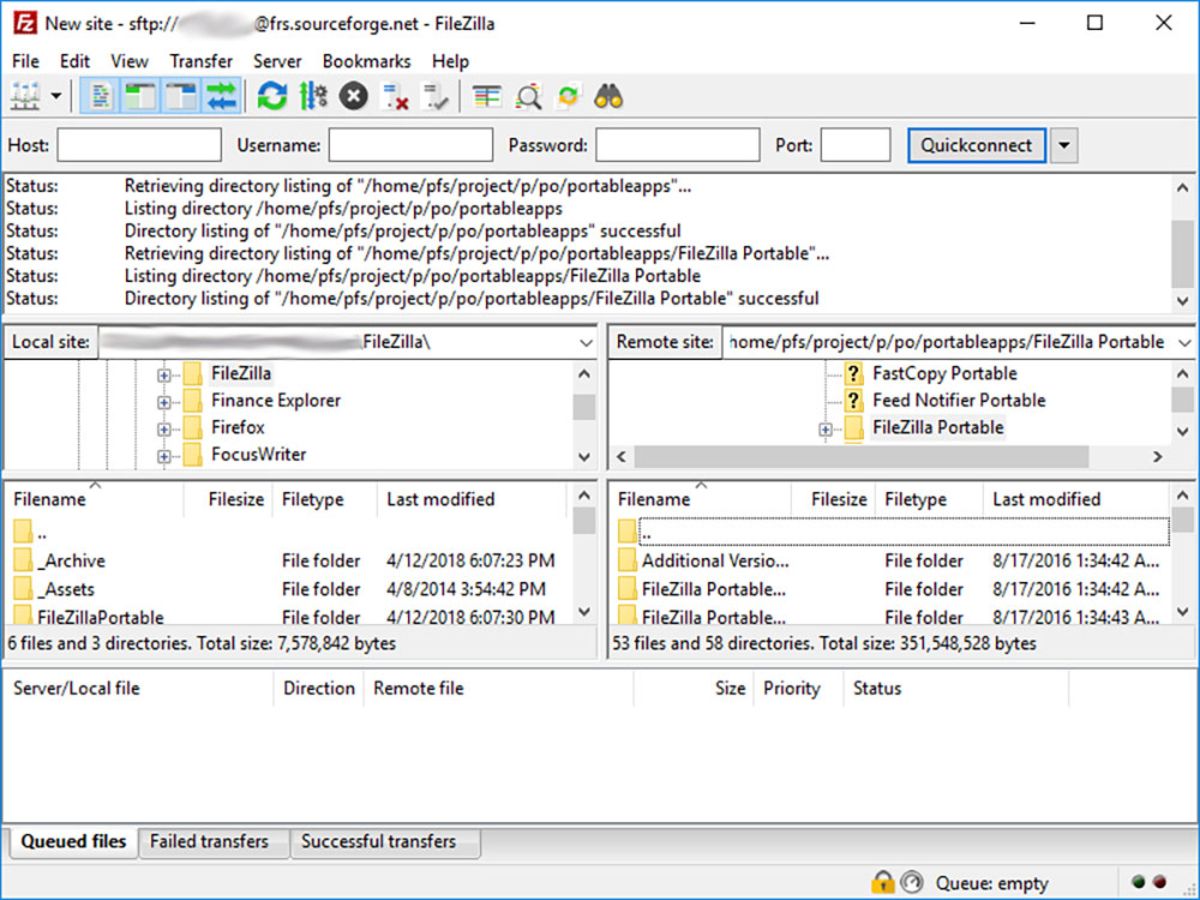 Filezilla software environment