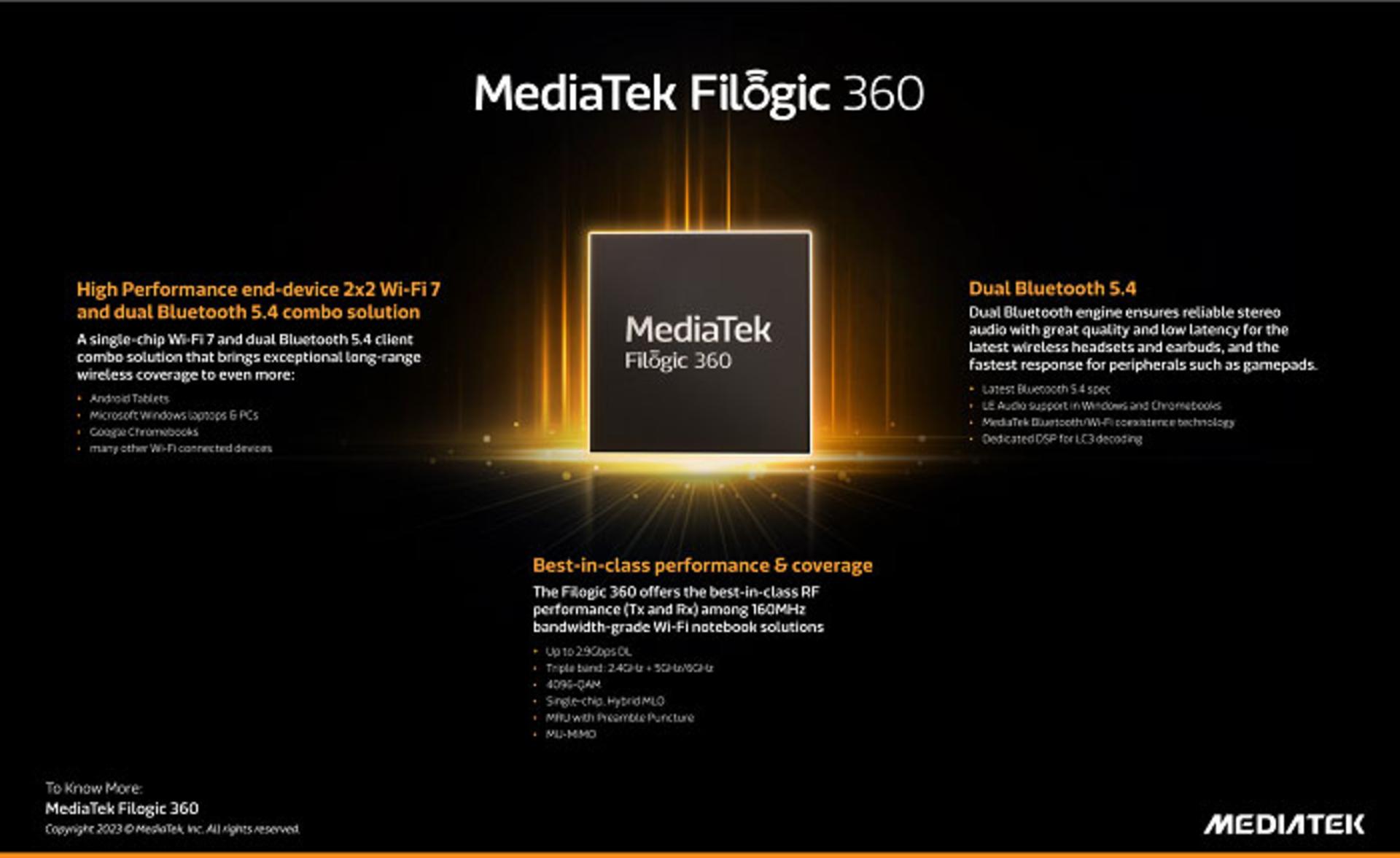 مشخصات کلی پلتفرم ارتباطی مدیاتک Filogic 360 