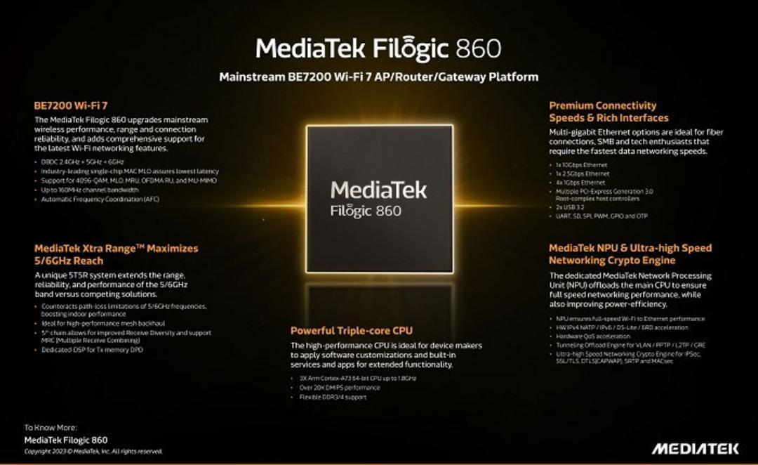 مشخصات کلی پلتفرم ارتباطی مدیاتک Filogic 860