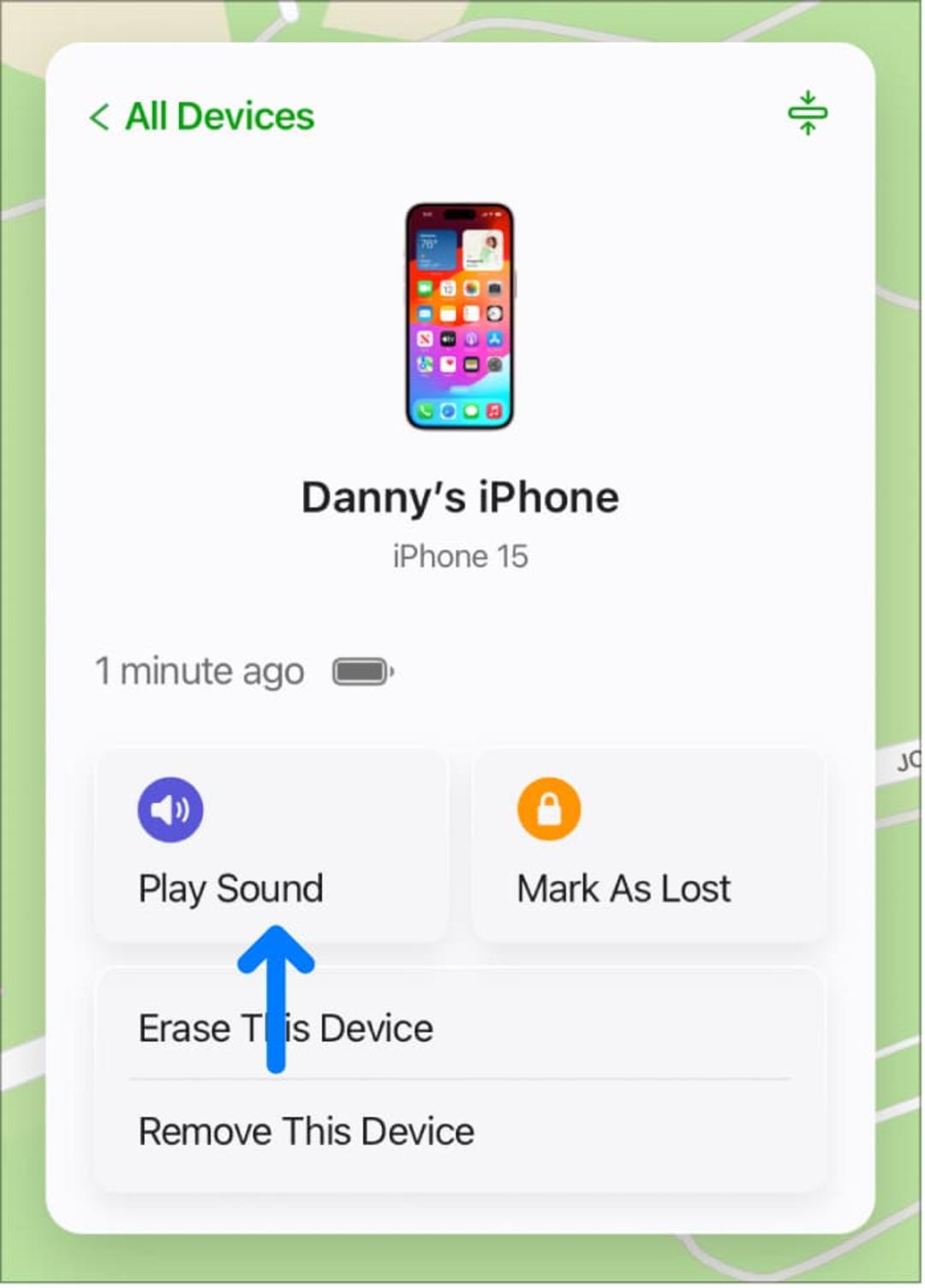 پخش صدا در Find My آی‌کلاود در مک بوک