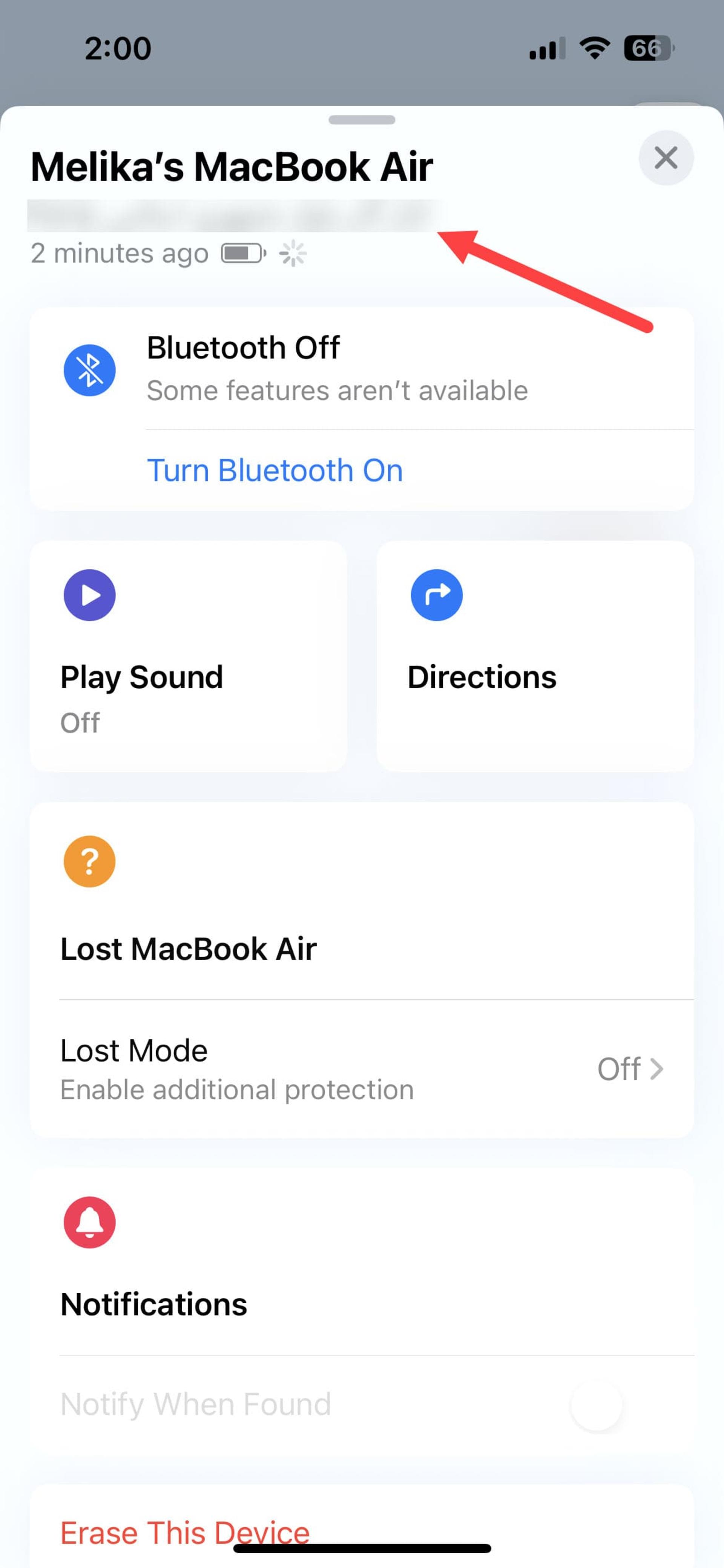 پیدا کردن مک بوک در برنامه‌ی Find My در آیفون