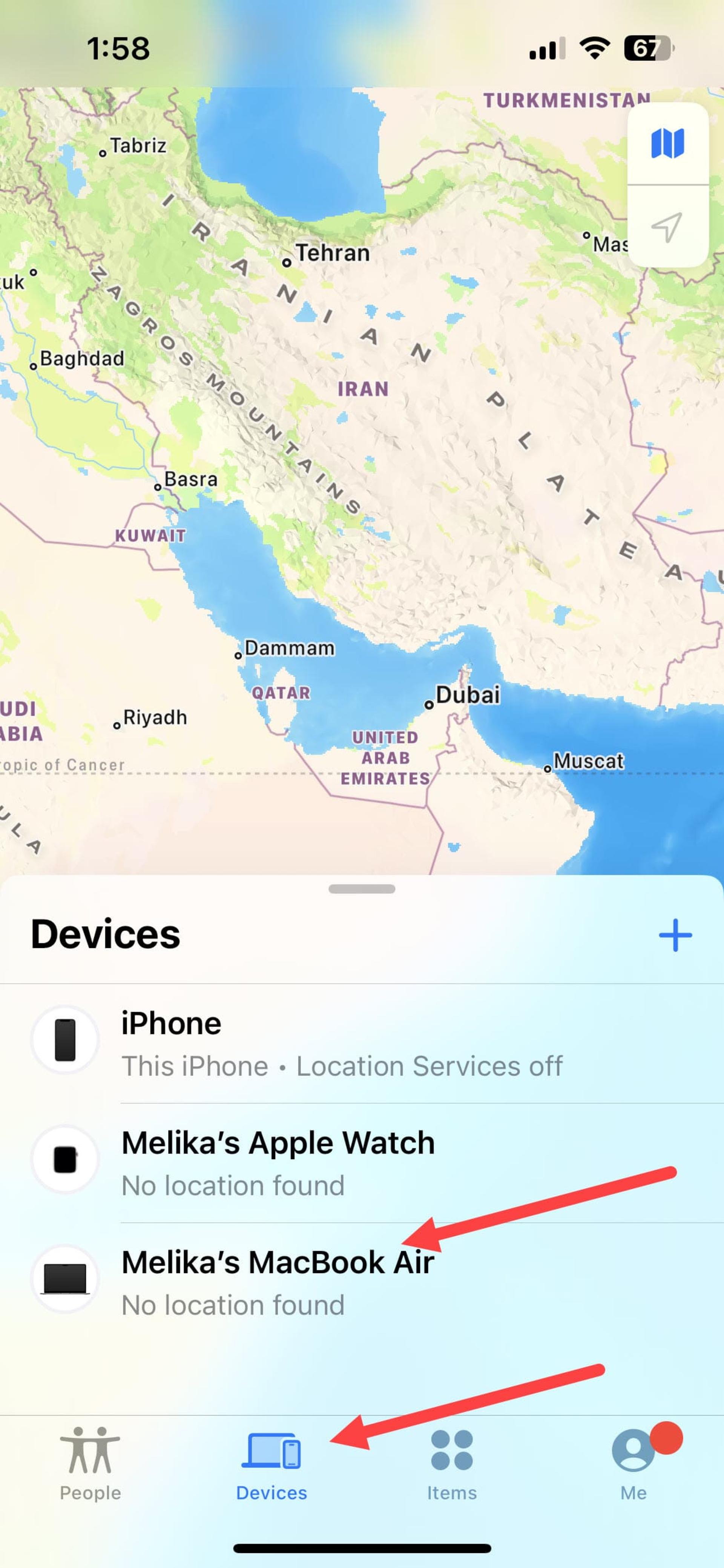 برنامه‌ی Find My در آیفون