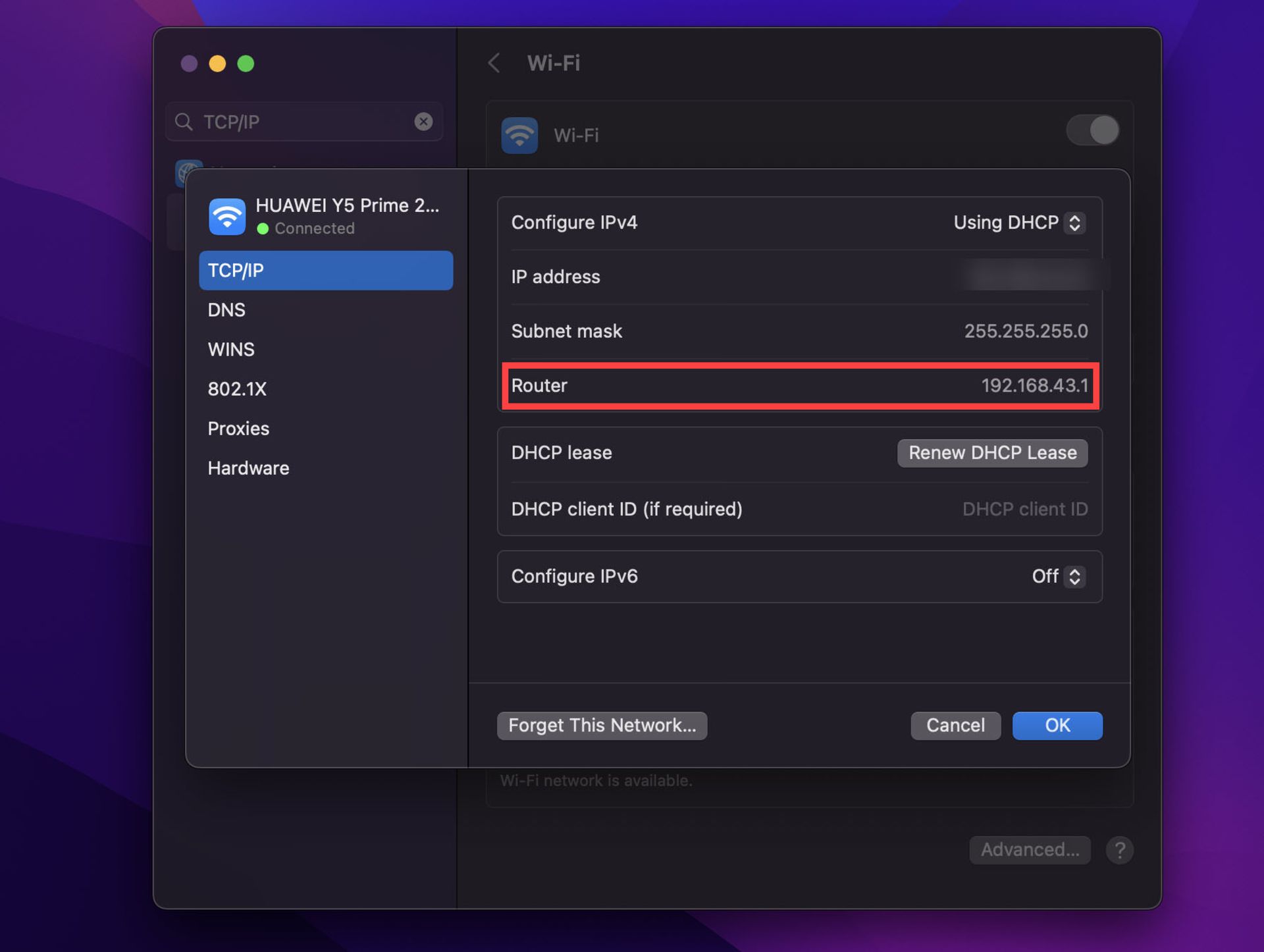 آدرس روتر در مک