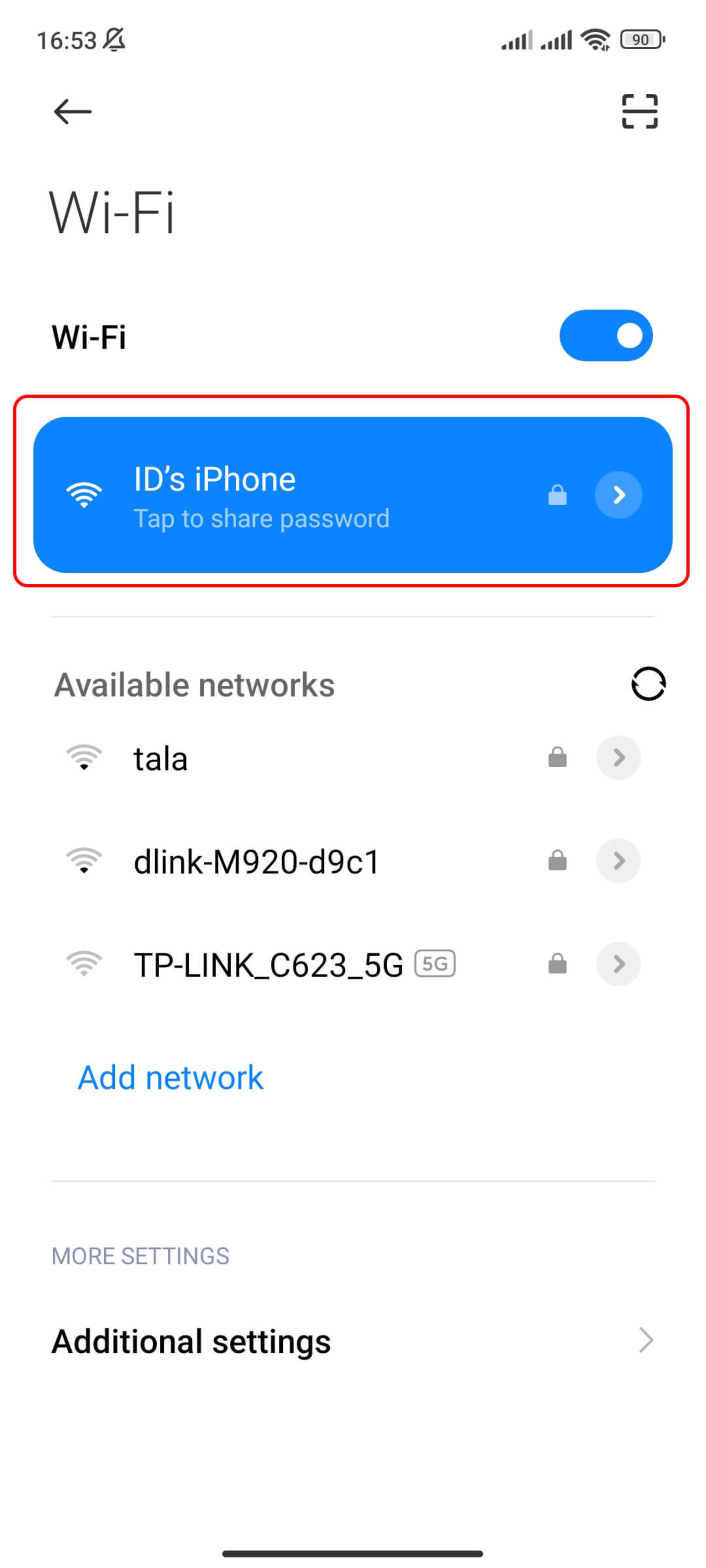 بخش وای فای (Wi-Fi) گوشی شیائومی