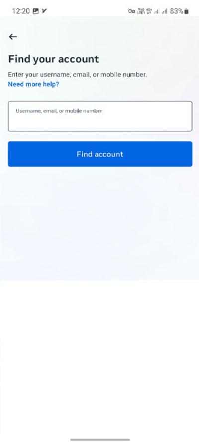Find your Account page