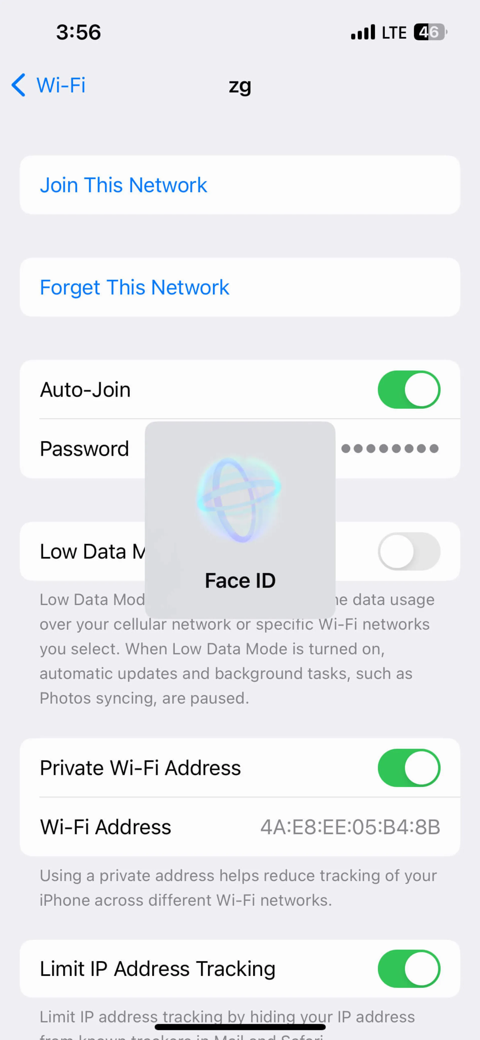 احراز هویت از طریق فیس آیدی (Face ID) برای نمایش رمز وای فای گوشی آیفون