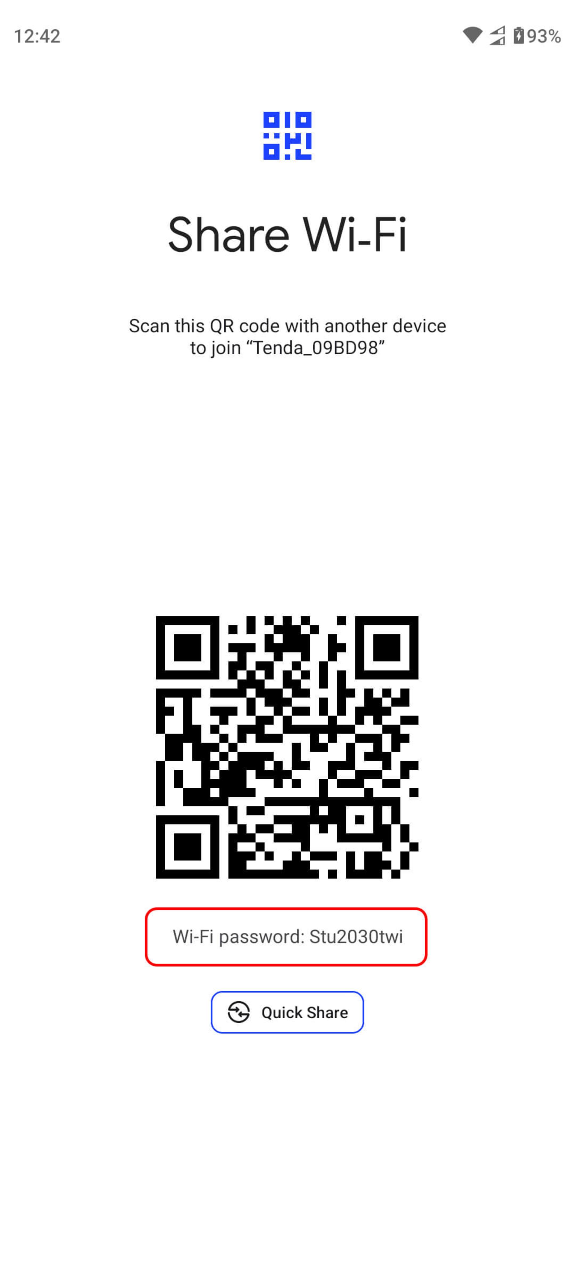 نمایش رمز وای فای و کد QR در گوشی اندروید